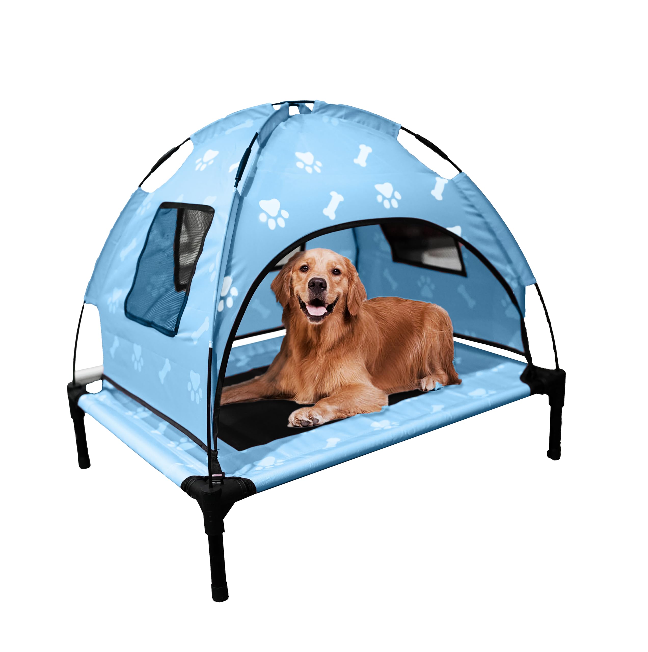 Elevated Covered Dog Bed - 36' X 36' X 30' - Dog Shade Canopy Lounger For Small & Large Dogs (Up To 110 Lbs) - Portable & Dur