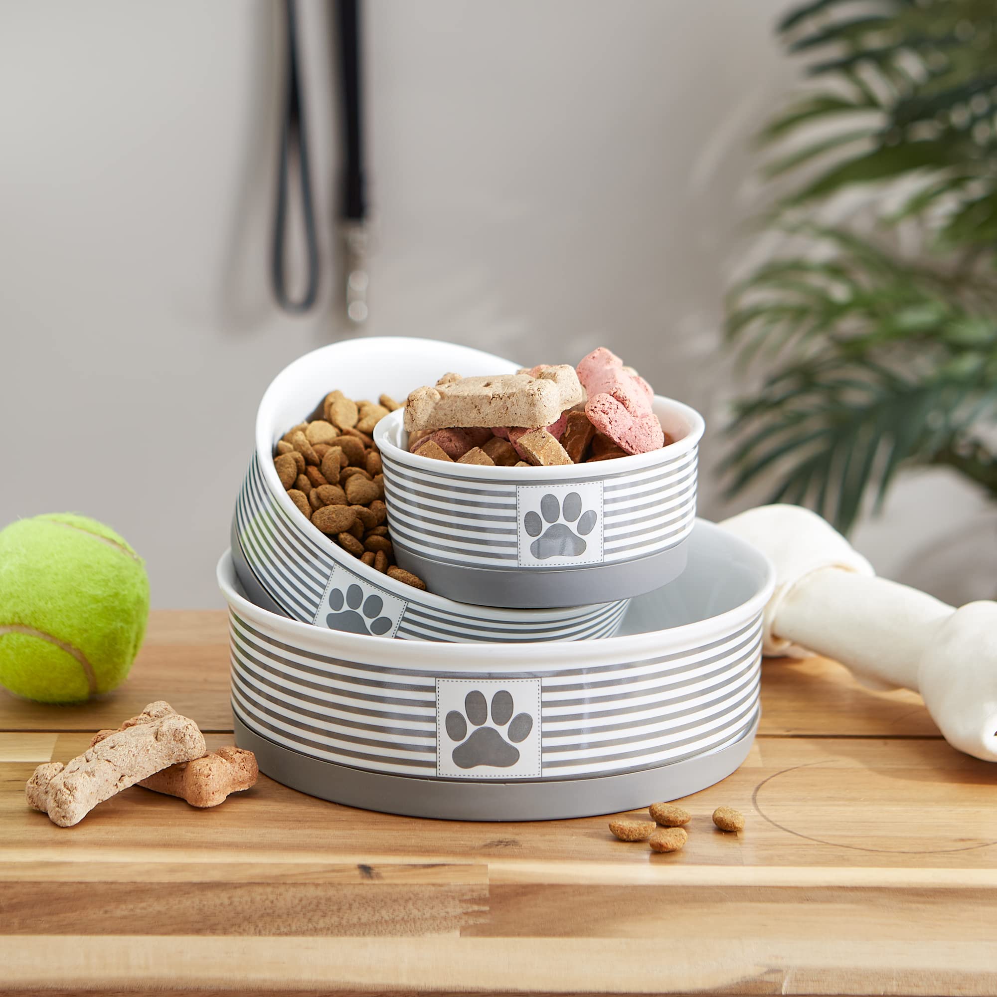 Bone Dry Paw & Patch Ceramic Pet Collection, Small Set, 4.25x2, Gray, 2 Piece