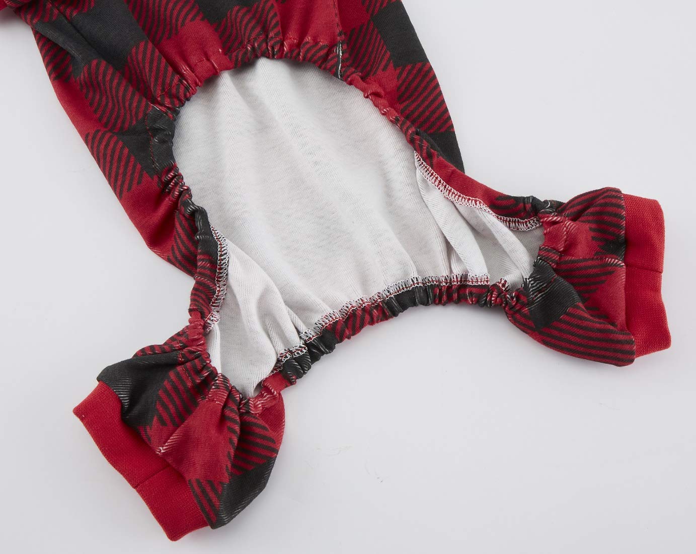 Red Plaid Christmas Clothes For Dogs Pajamas Onesie Pjs, Back 23' Xlarge
