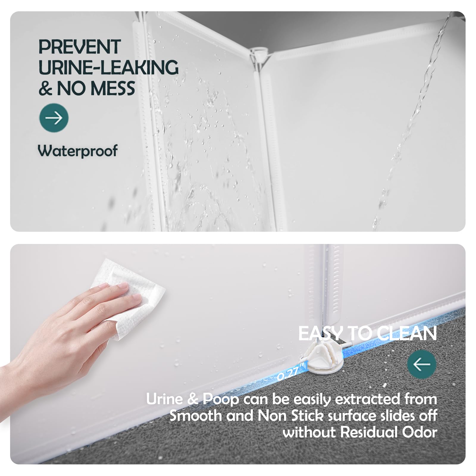 MEEXPAWS Cat Litter Box Enclosure with Splash Guard, Large 19"x19"x20", Lightweight Plastic, Easy Clean, White, Model MP-USGLM