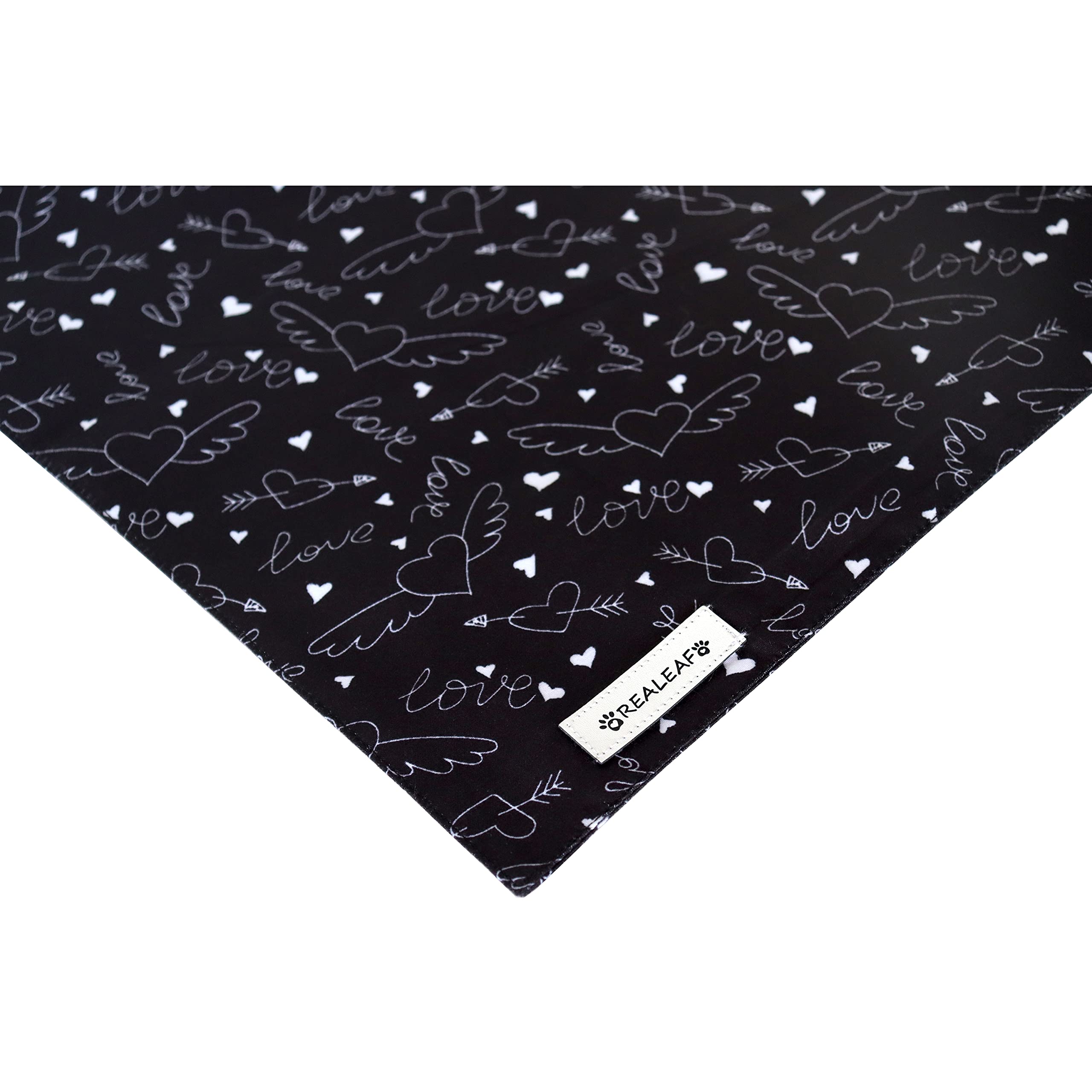 Realeaf Wedding Dog Bandanas 2 Pack, Reversible Love Pet Scarf For Boy And Girl, Premium Durable Fabric, Black And White Bandana