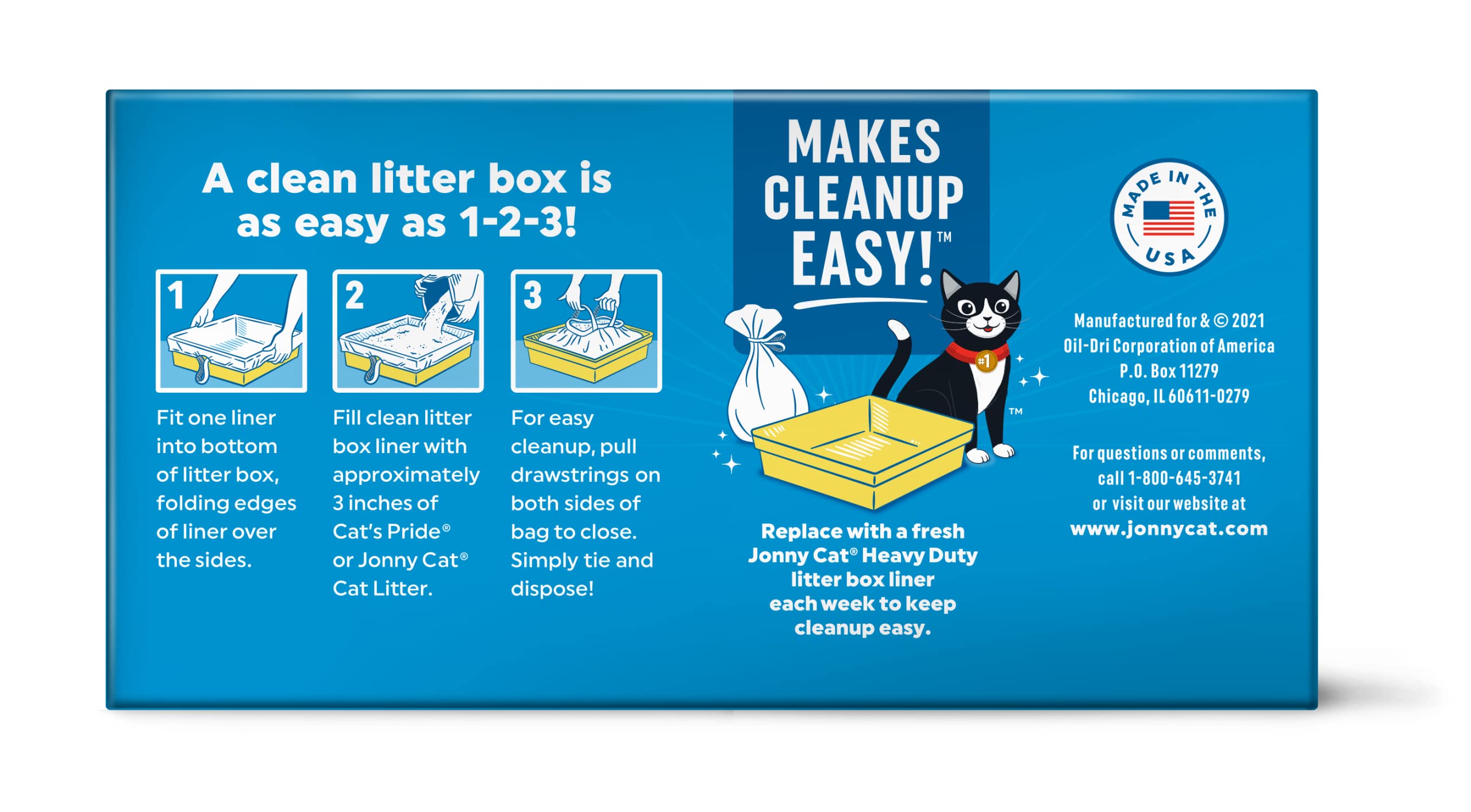Jonny Cat Litter Box Liners: Heavy Duty - Tear & Leak Resistant - Drawstring Close - Jumbo, 15 Count