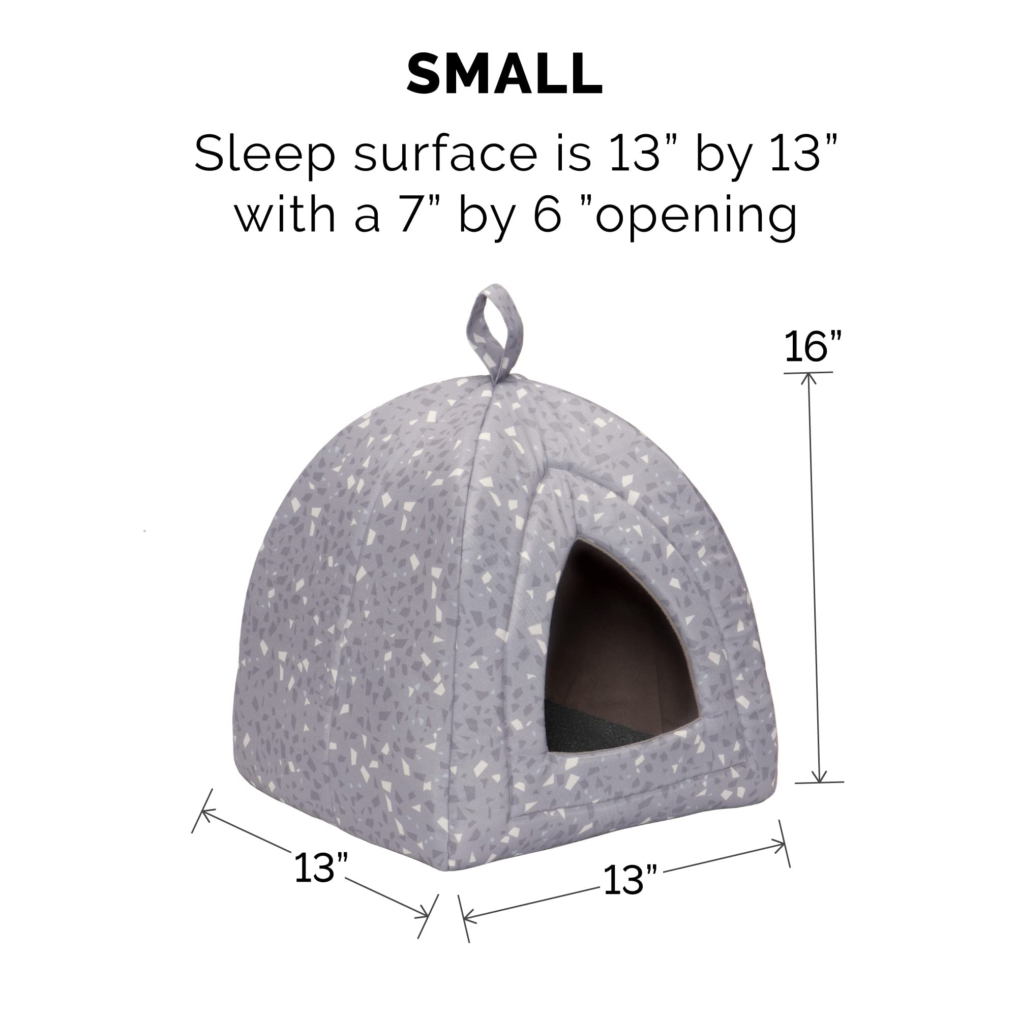Furhaven Small Cat Bed - Washable Polycanvas Pet Tent, Gray Terrazzo, Model 92207151