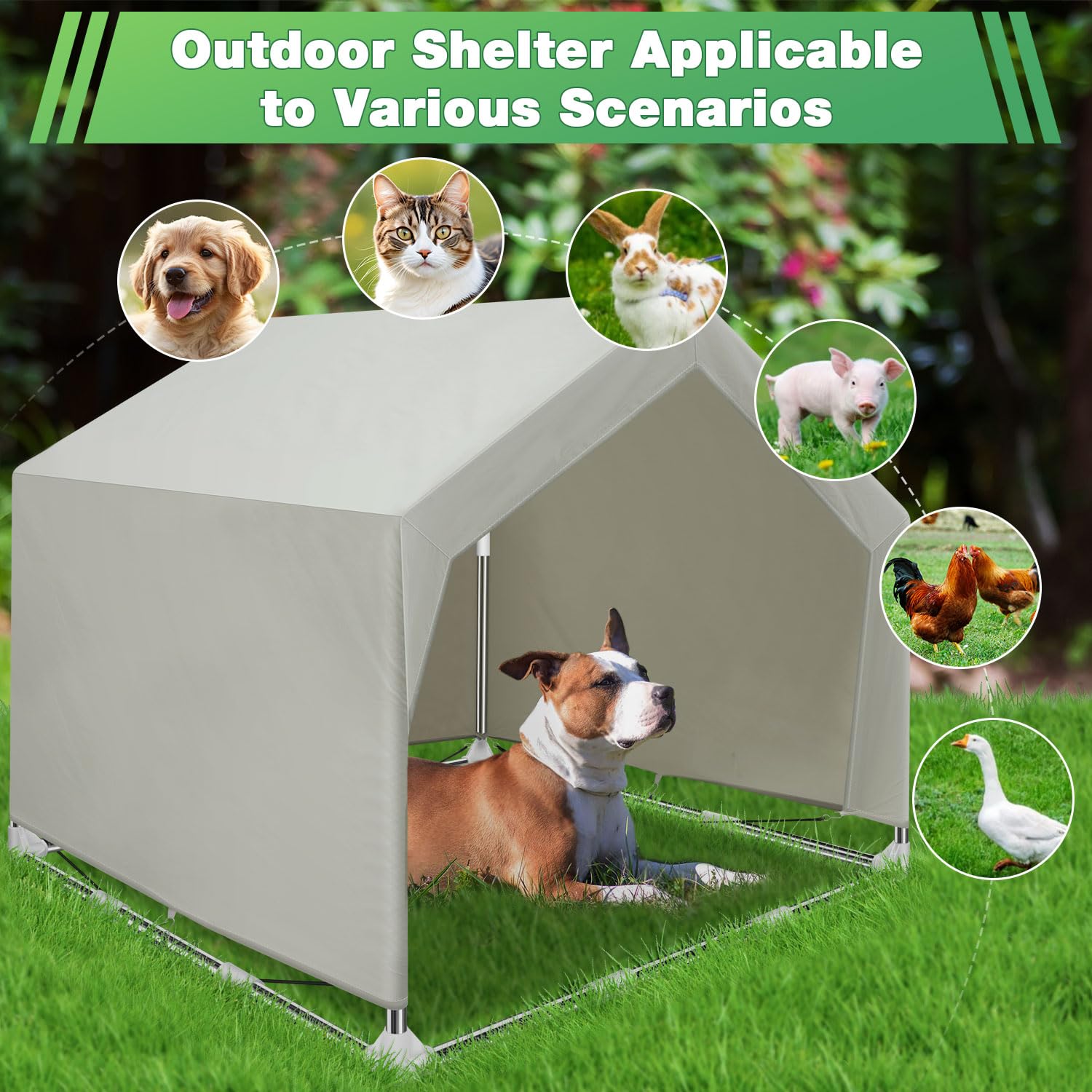 Dog Shade Shelter Outdoor Large Tent Dog House For Large Dogs, Outdoor Dog Tent, Outside Sun Rain Canopy Pet House For Cats, Rab