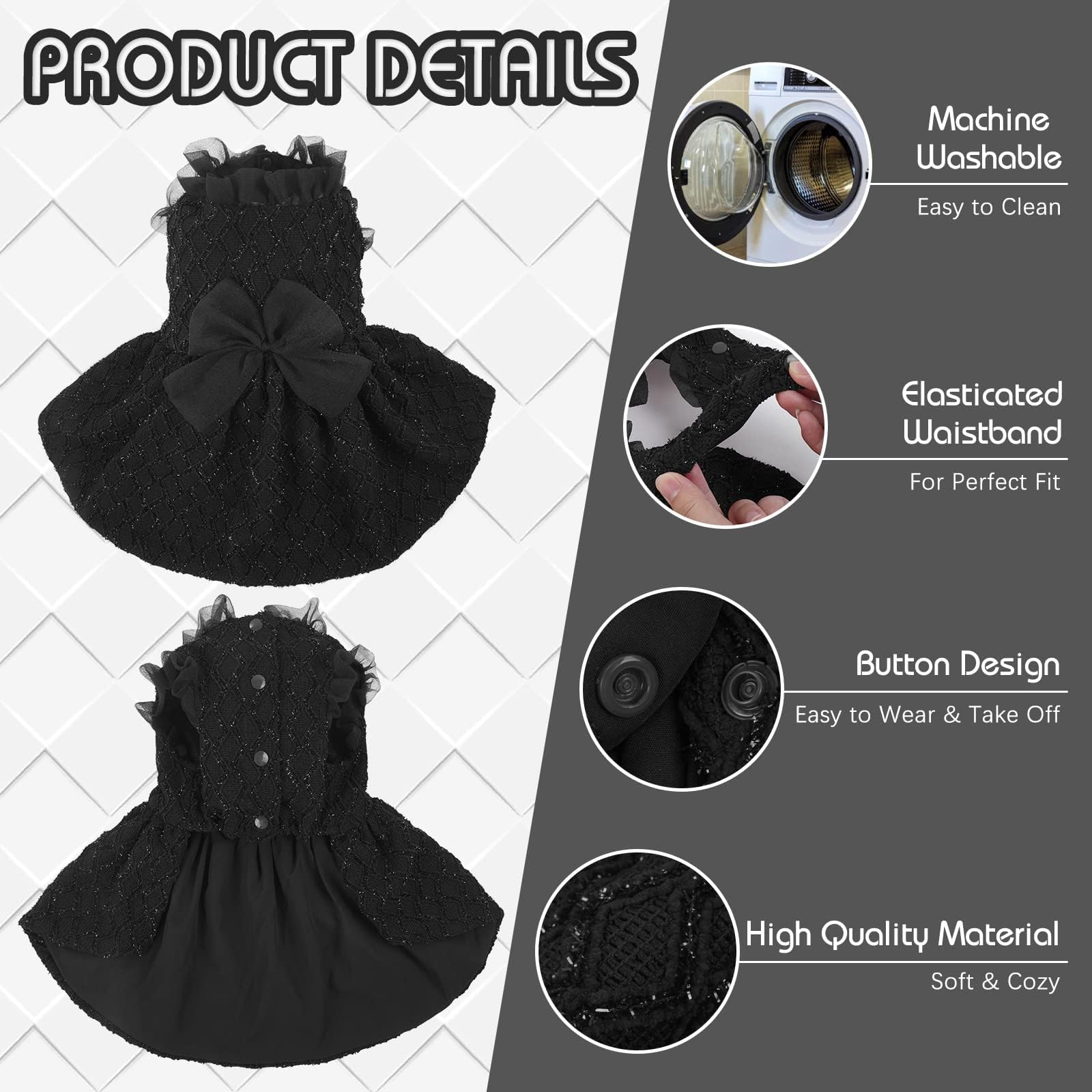 Kuoser Dog Dress, Dog Dresses For Medium Dogs, Cute Puppy Dress With Bow-Knot Girl Princess Dog Tutu Dress Costume Pet Outfit Cat Clothes For Birthday Party Christmas Wedding, Red Medium