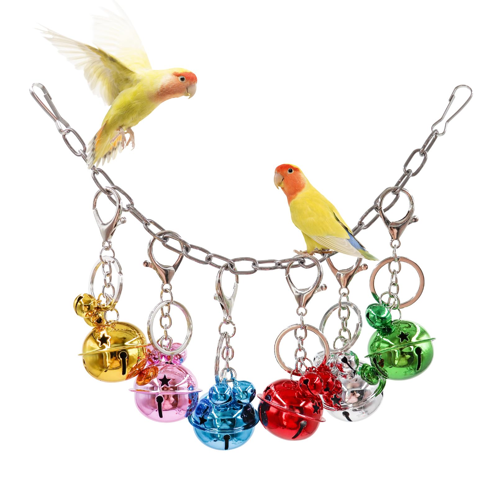 Oooct Bird Swing Bells Toys, Colorful Parrot Metal Bells, Hanging Bird Chewing Toys, Bird Cage Accessories, Suitable For Small T