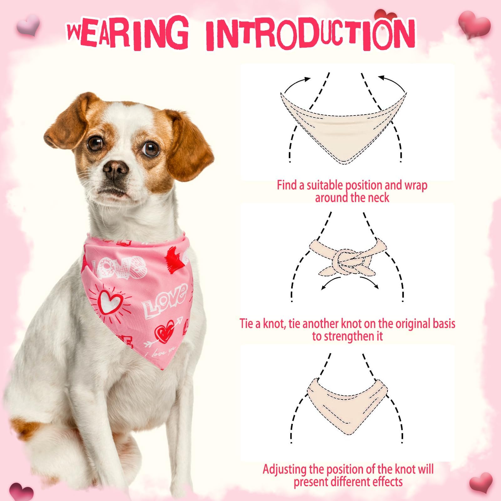 Pupteck Dog Bandanas 4Pcs Outfit - Soft Pet Triangle Bibs Scarf, Pet Valentines Accessories Gifts For Small Medium Large Dog Cat