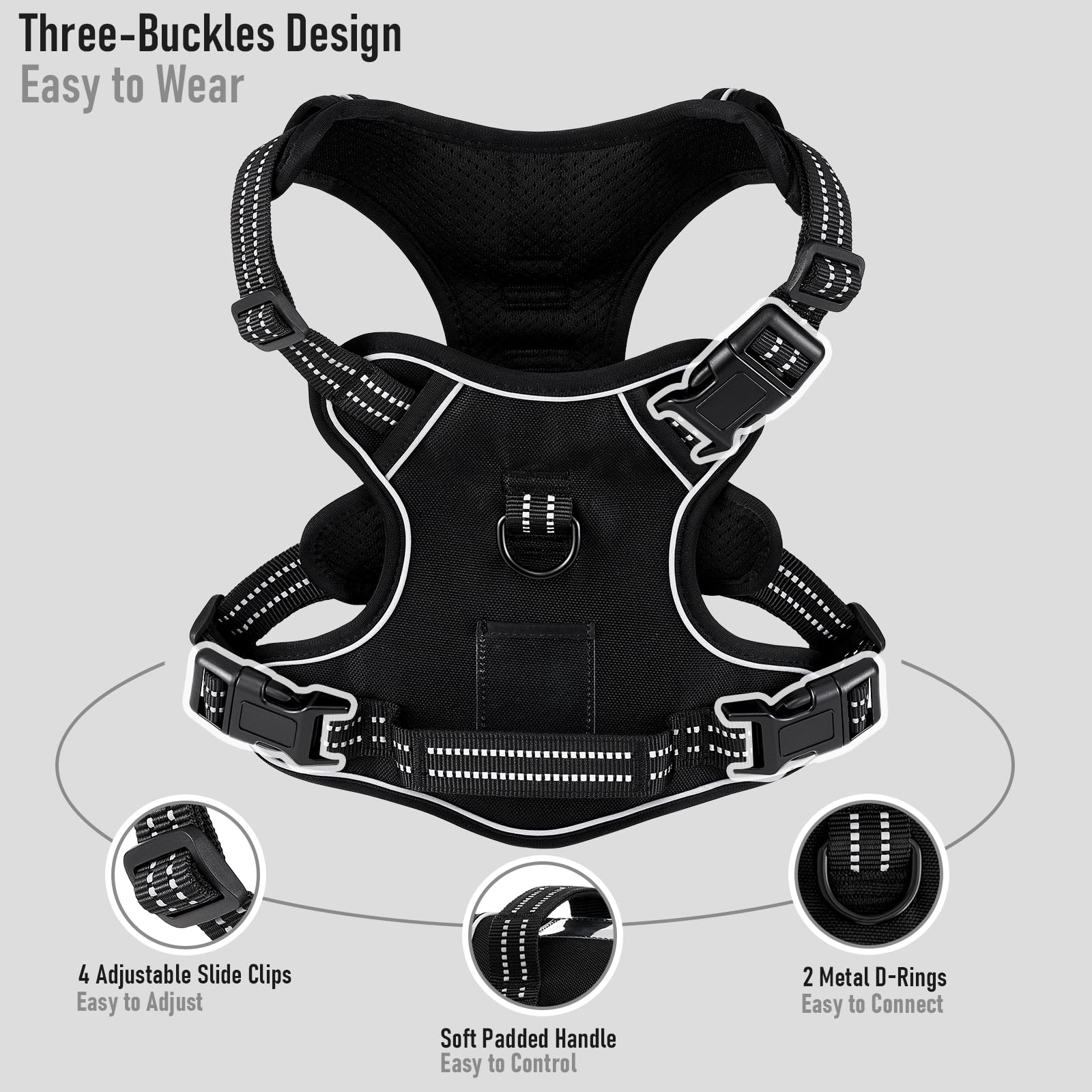 Aunzo No Pull Dog Harness For Large Dogs, Golden Retriever, Labrador, German Shepherd Etc, Easy To Put On And Take Off, Reflecti