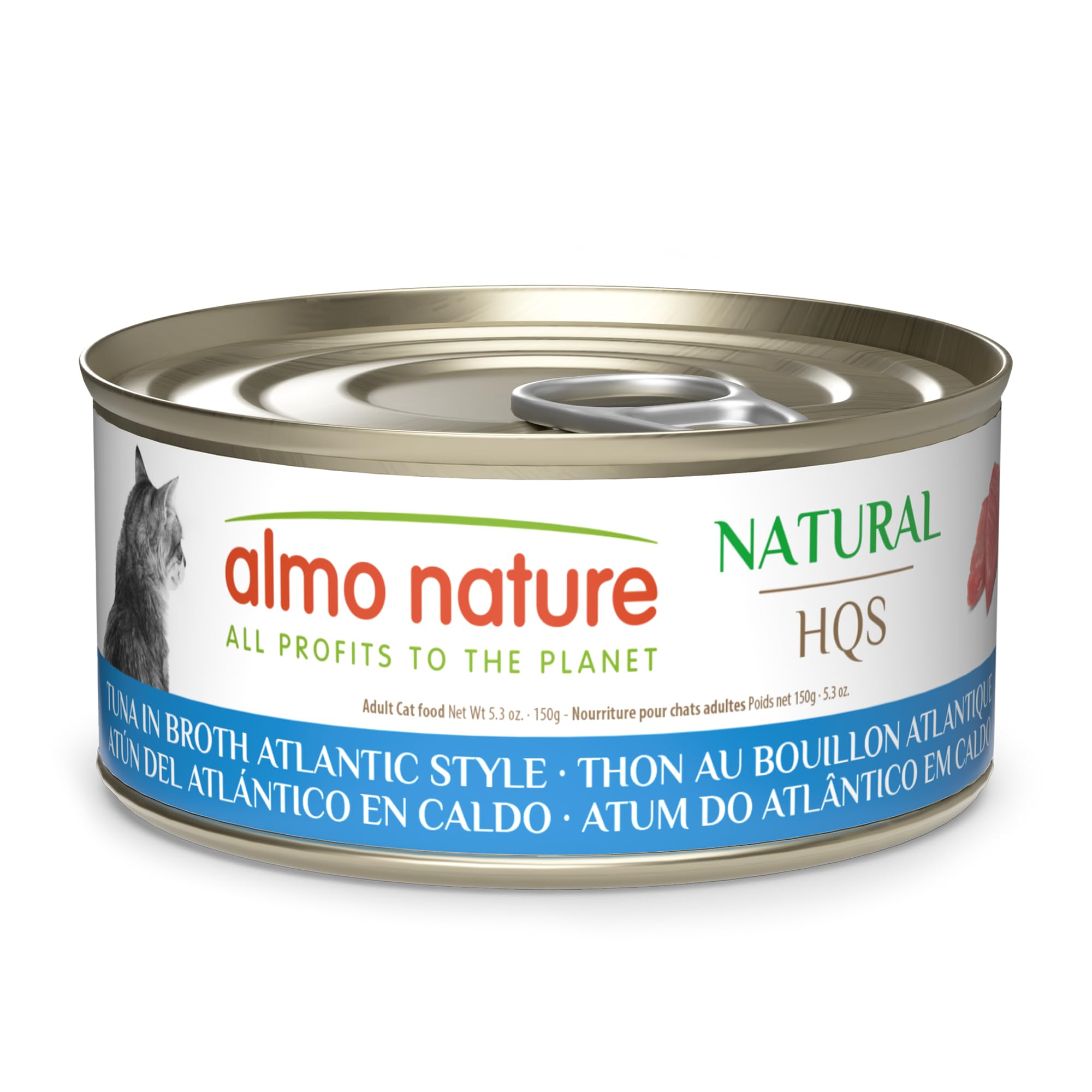 almo nature HQS Natural Wet Cat Food Tuna in Broth Atlantic Style, Grain-Free, 5.29 oz (Pack of 24)