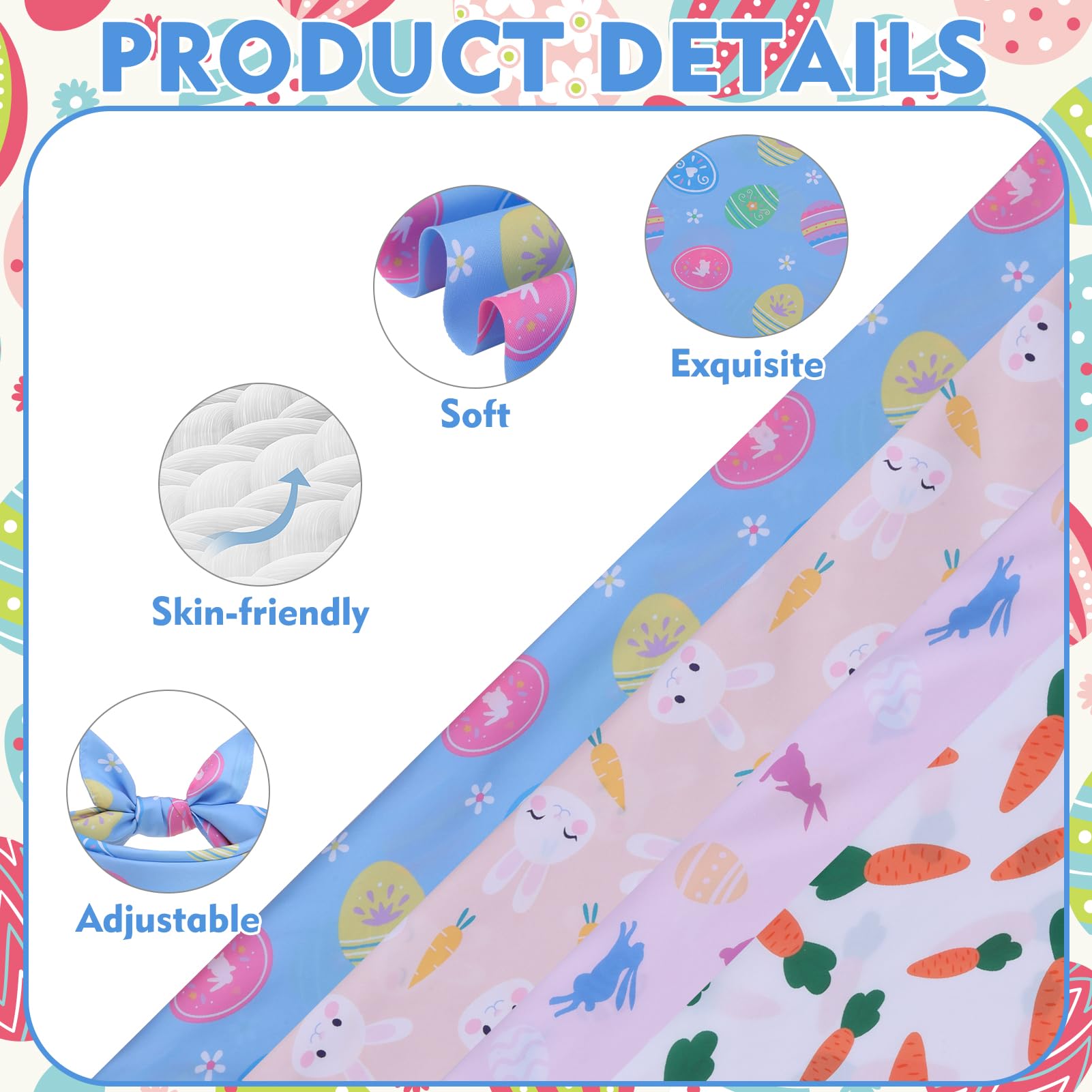 Expawlorer Easter Dog Bandana 4 Pack - Reversible Holiday Bandanas Bunny Printing, Egg Triangle Scarf Pet Costume For Boys And G