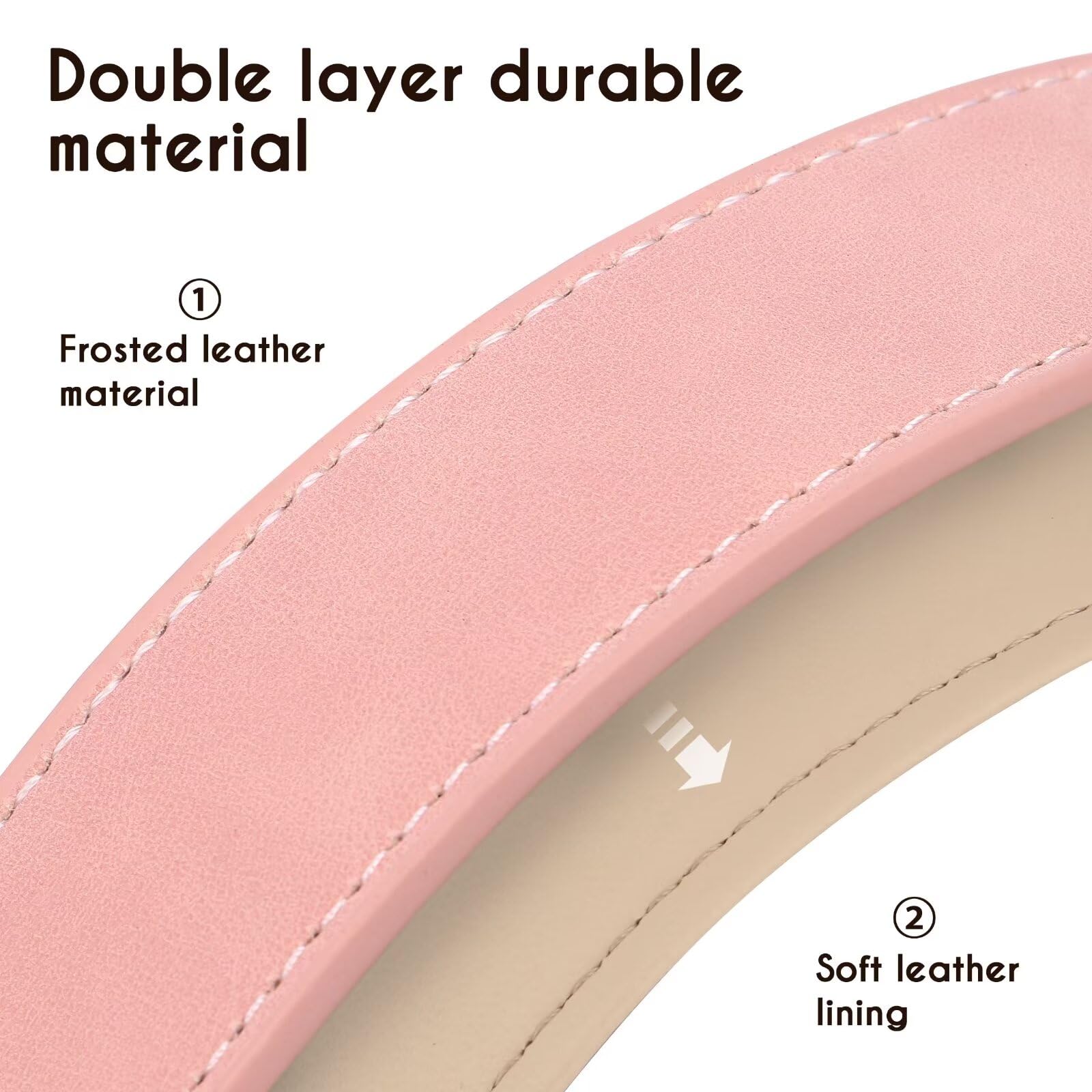 Didog Soft Padded Leather Dog Collar, Adjustable Pink Dog Collar For Large Dogs With Heavy Duty Metal Buckle And D Ring,Pink,Xl