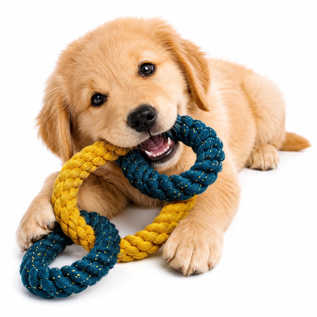 Waggy Tails Dog Toys For Large Dogs  Durable Chew Rope Rings (3 Ring Set)  Interactive Tug & Play Toy For Puppies, Medium & Ad