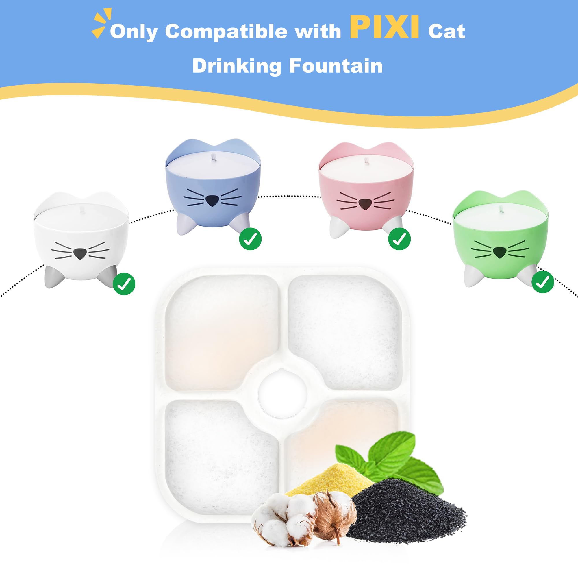 Cat Water Fountain Filter,Cat Fountain Filters Replacement for PIXI Pet Water Fountain,8 Pack Pet Fountain Filter Replacement,2