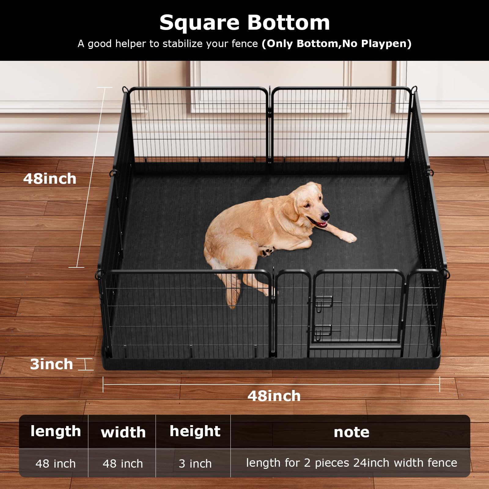 Pjyucien Dog Playpen Bottom Pad - Stabilize The Dog Play Pen, Easy To Clean And Waterproof, Fits Most 8 Panels 24 Inch Width Met