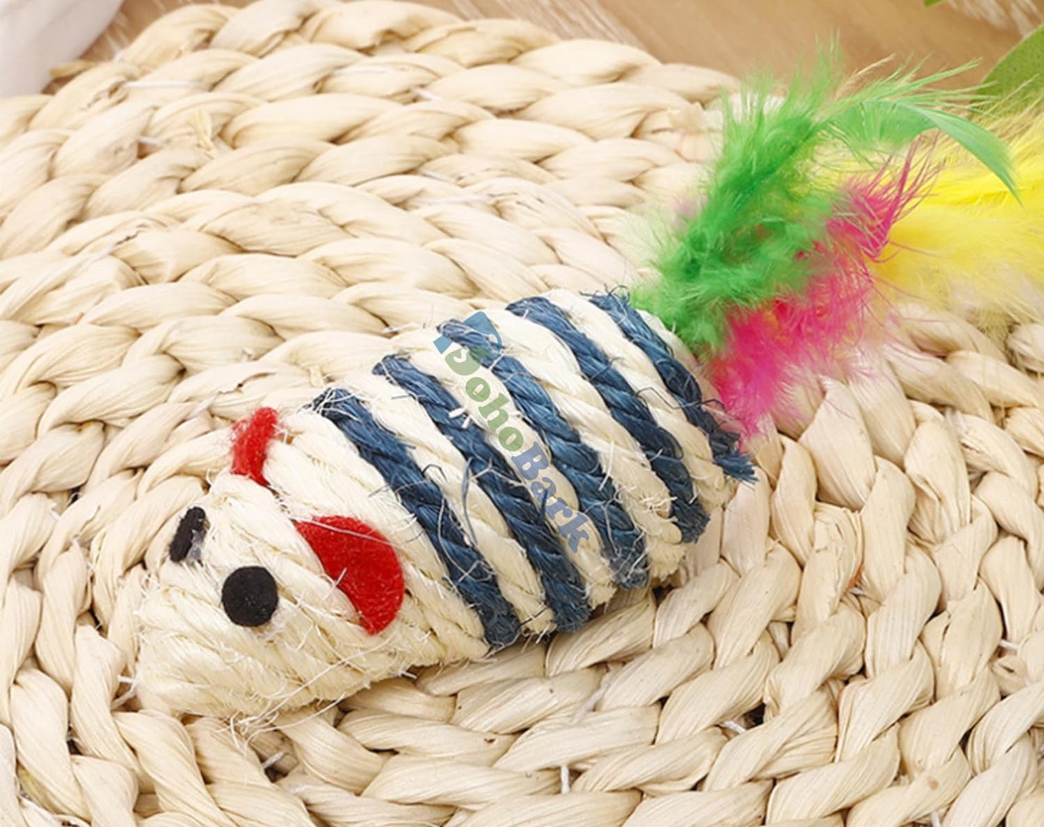 Bohobark Durable And Non Toxic Funny Nylon Rope Mouse Cat Toy Ideal For Chewing And Playing Small Cats And Kittens  Pack Of 1 P