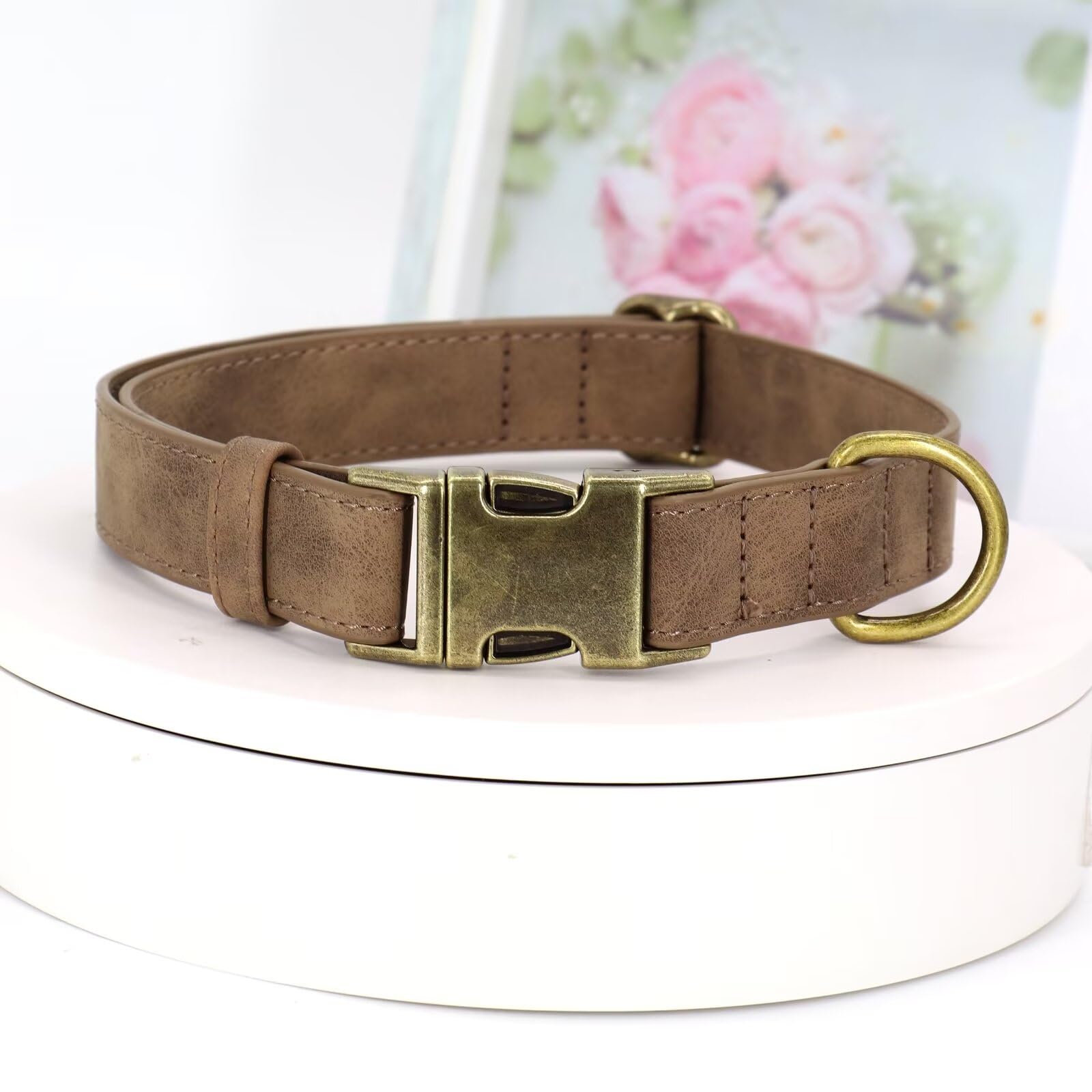 Didog Soft Leather Dog Collar, Durable Heavy Duty Dog Collars With Quick Release Metal Buckle, Adjustable Pet Collar Faux Leathe