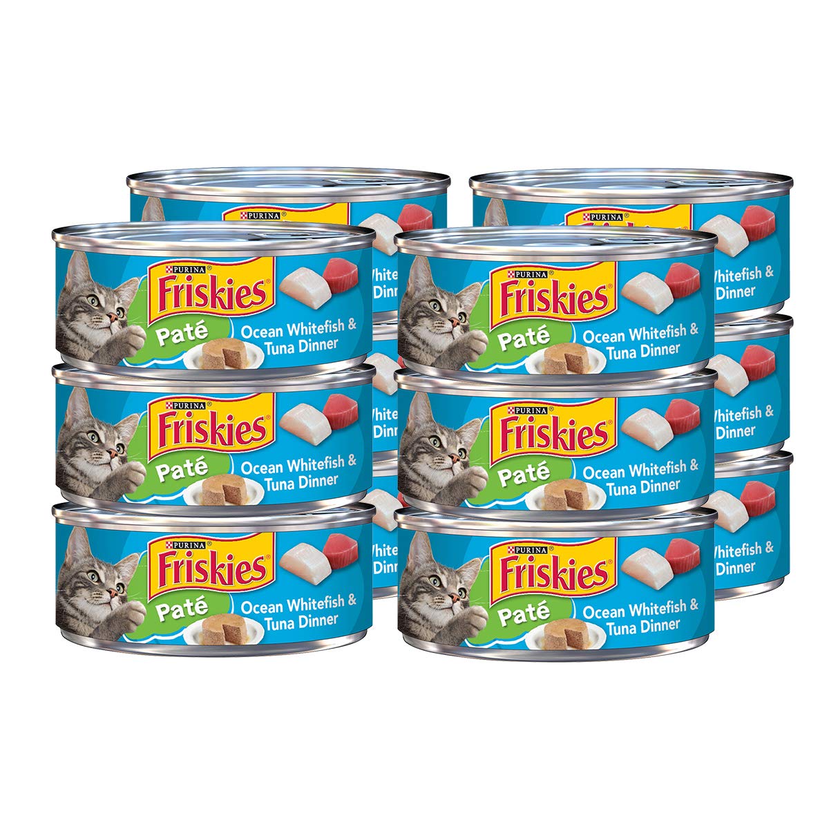 Friskies Purina Pate Wet Cat Food, Ocean Whitefish Tuna, 5.5 OZ Cans (12-Count)