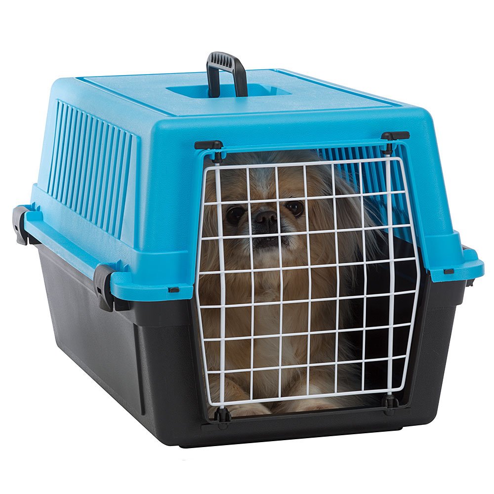 Ferplast Atlas 20 Cat and Dog Carrier, Blue, 22.8"L x 14.6"W x 12.6"H, Plastic, Model 73008715US1