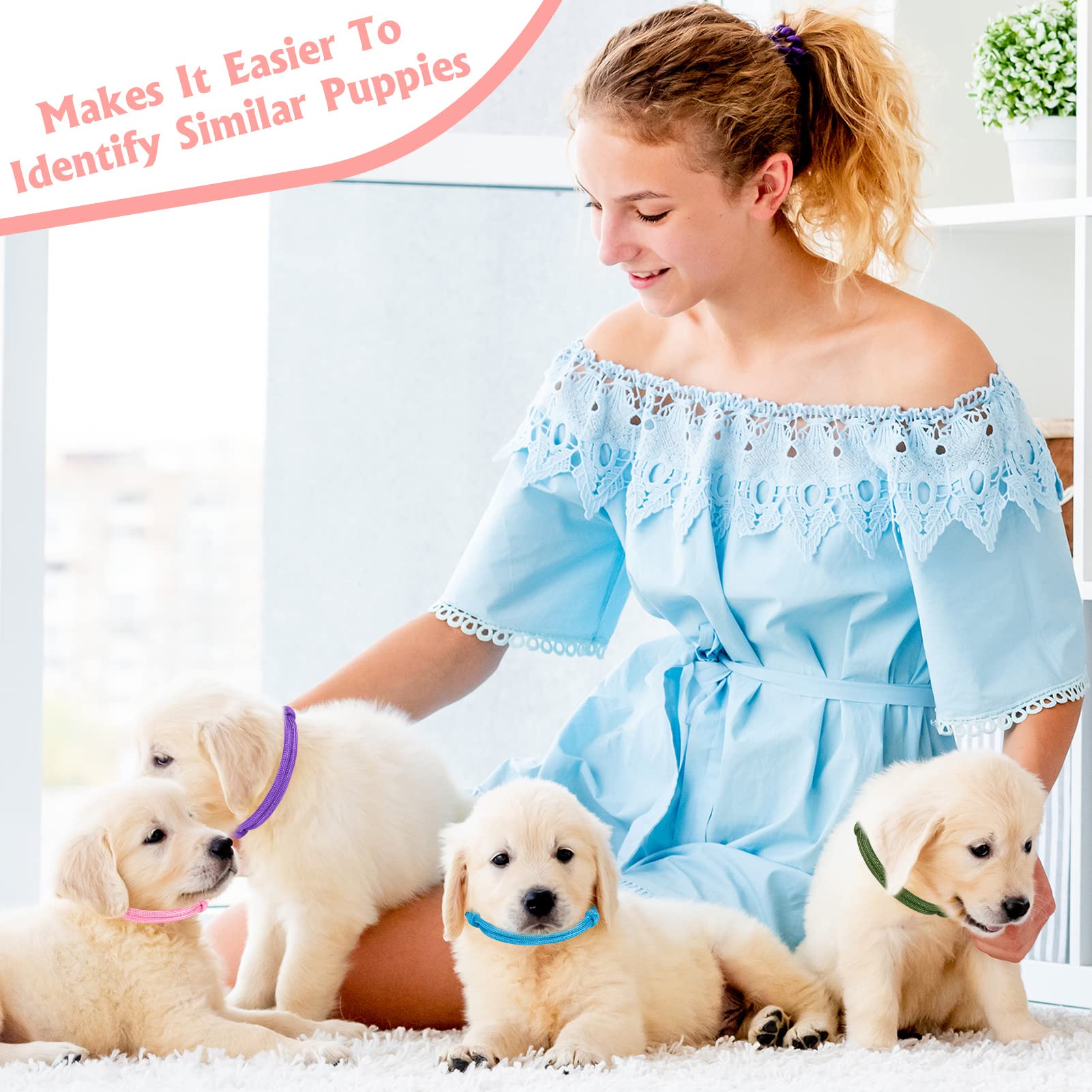 Boumusoe 16Pcs Puppy Id Collars Whelping Collars Adjustable Puppy Id Bands Identification Puppy Collar For Dog Kitten Newborn Pet, Multi Coloured