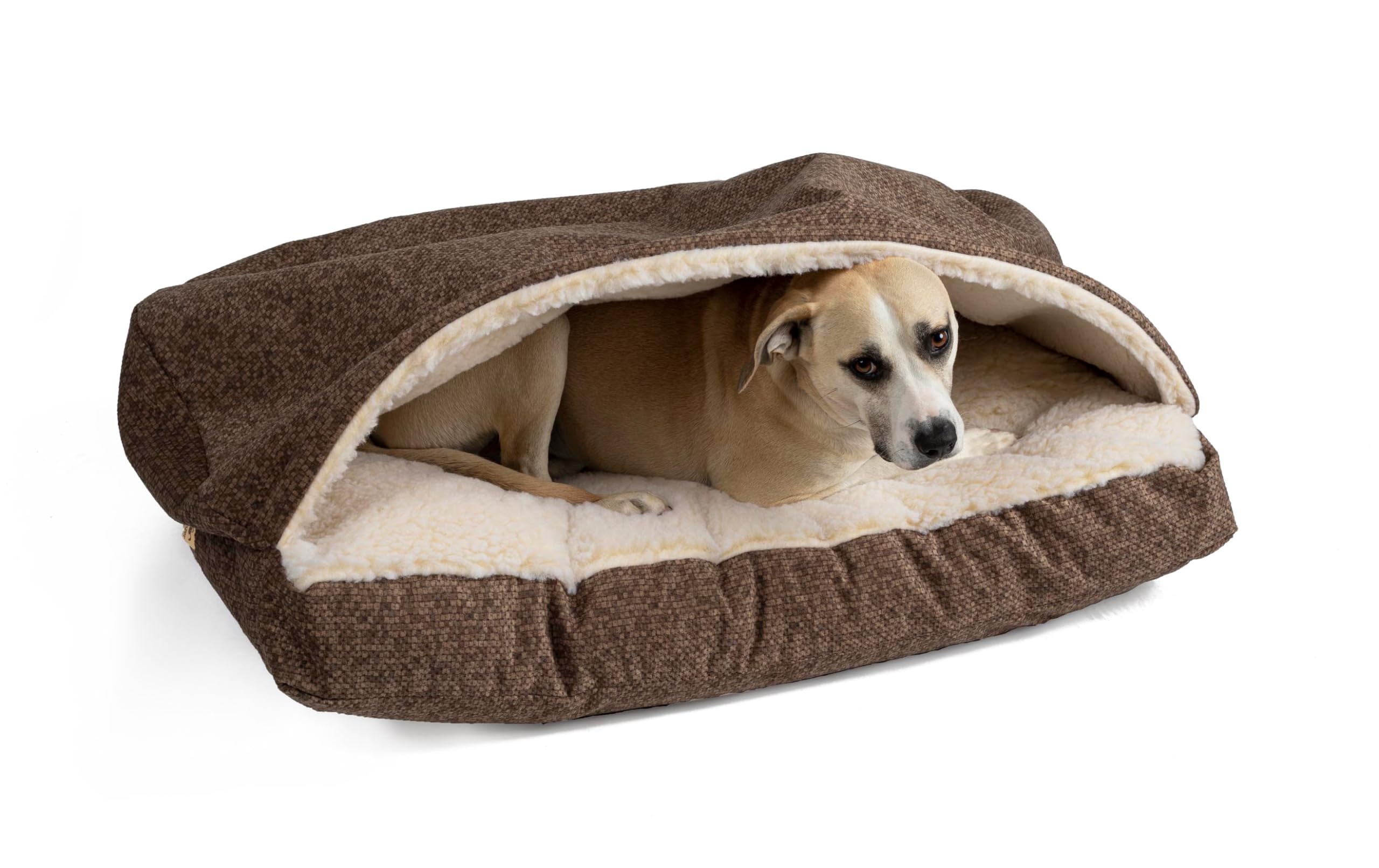 Snoozer Pet Products Luxury Rectangle Cozy Cave Dog Bed With Microsuede, Showdog Collection, Extra Large, Merlin Camel