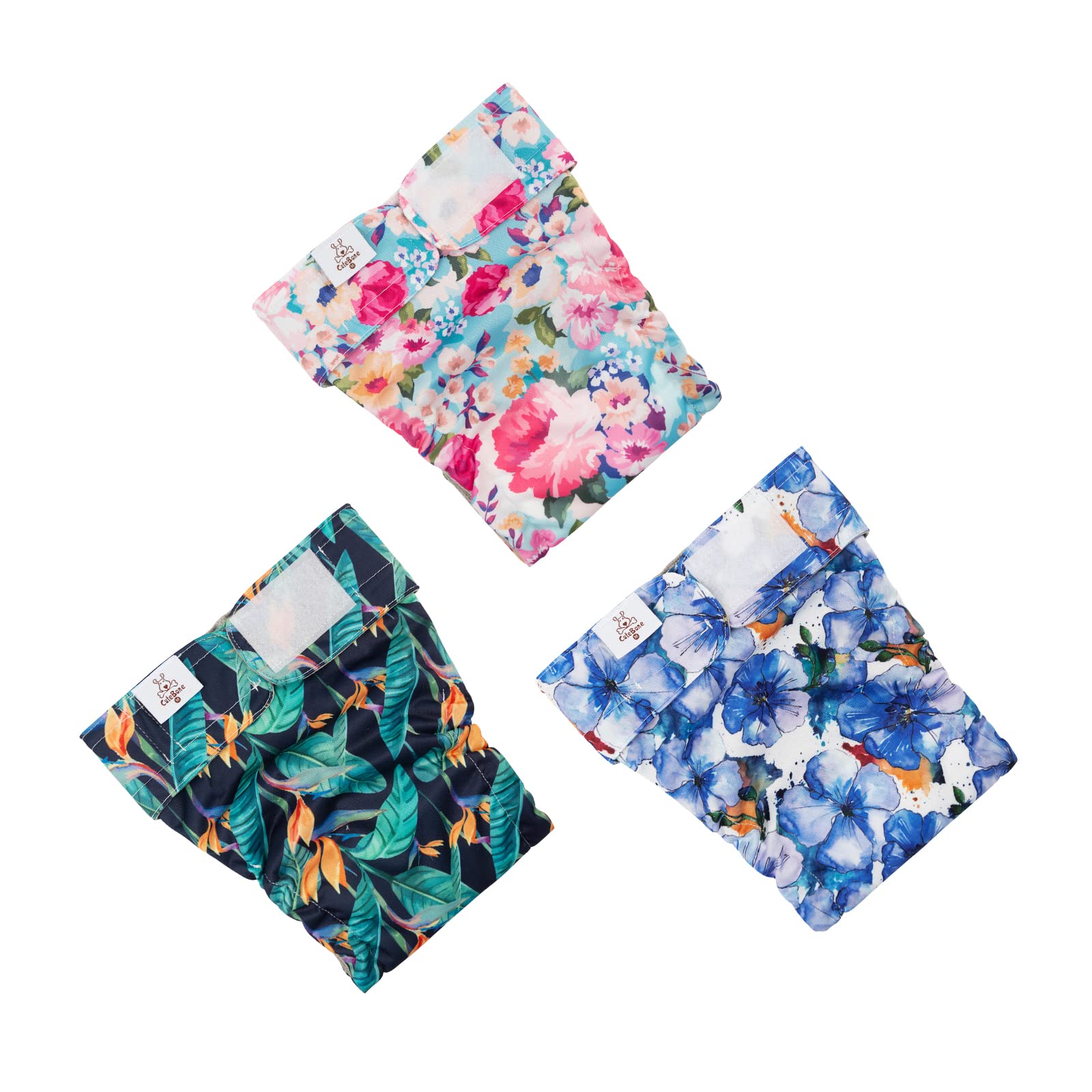 Cutebone Washable Dog Diapers Female No Tail Hole 3 Pack Reusable Doggie Period Training Pants For Docked-Tail Frenchie French B