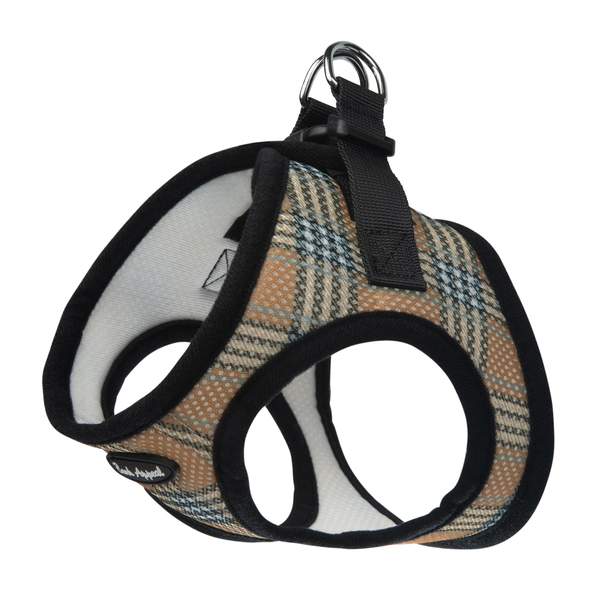 Bark Appeal Tan Plaid Step-in Dog Harness for 2XL to 3XL Sized Pets - Updated Sizing, Re-Measuring is Essential - Soft Vest Harn
