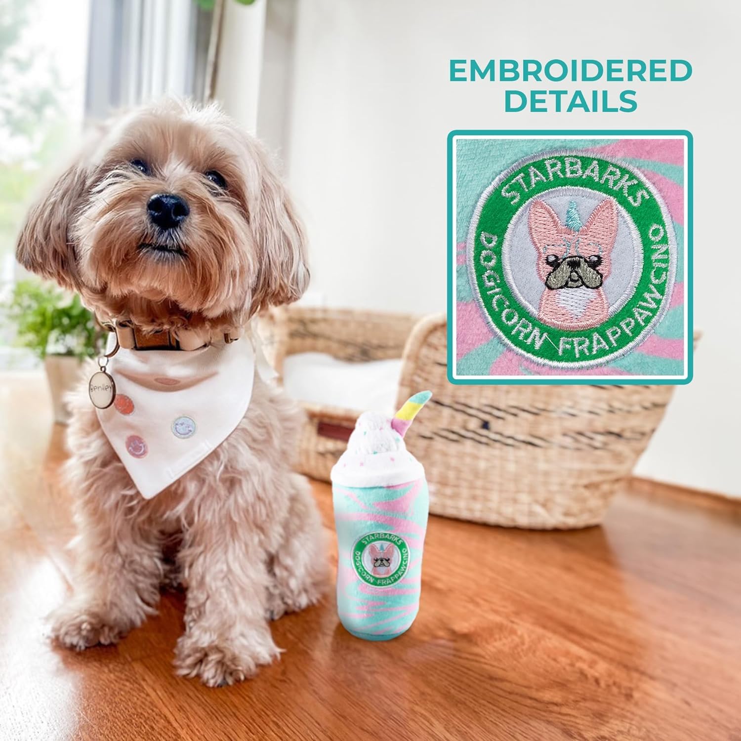Haute Diggity Dog Starbarks Dogicorn Frapawccino, Plush Designer Dog Toys With Interactive Squeaker, Stimulating Pet Enrichment,