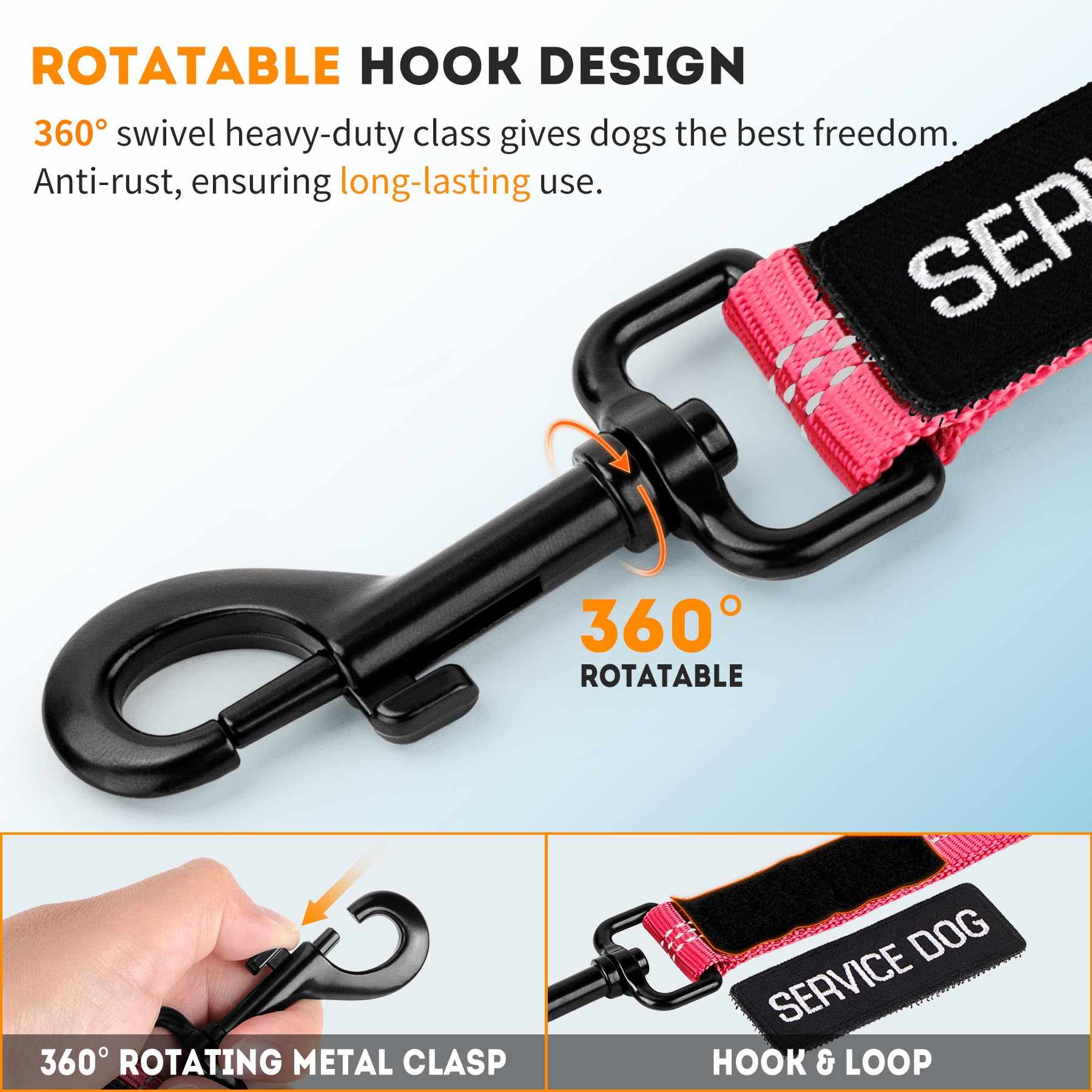 Ironseals 5.2-6 Ft Retractable Reflective Dog Leash Strong Bungee Shock Absorbing Dog Leash With Car Seatbelt And Double Padded