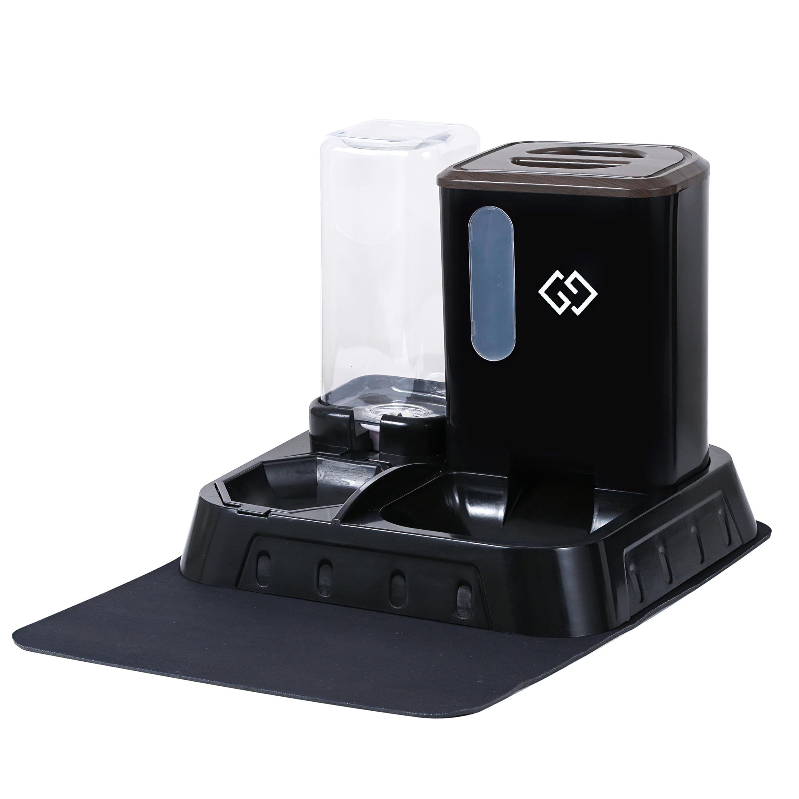 Gravity Cat Feeder and Automatic Water Dispenser for Dogs, 3 in 1 Spill-Proof Cat Feeding Station, Black Premium Design with Abs
