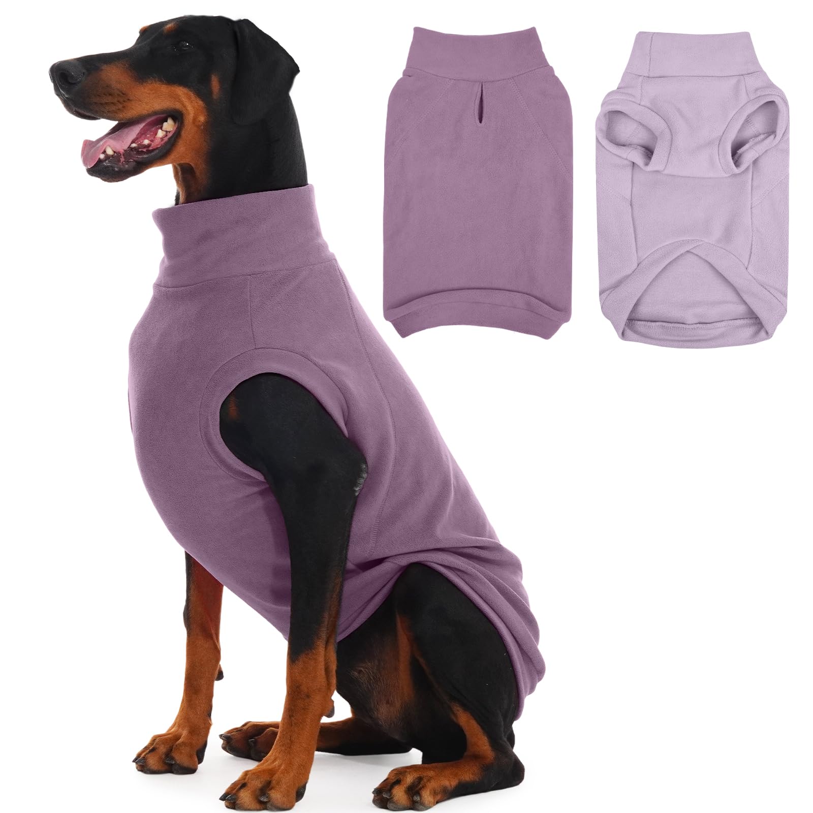 IECOii 2 Pack 4XL Dog Fleese Sweater - Warm & Stretchy, Machine Washable, Doberman Sweaters for Indoor Outdoor, Soft Dogs Coats 