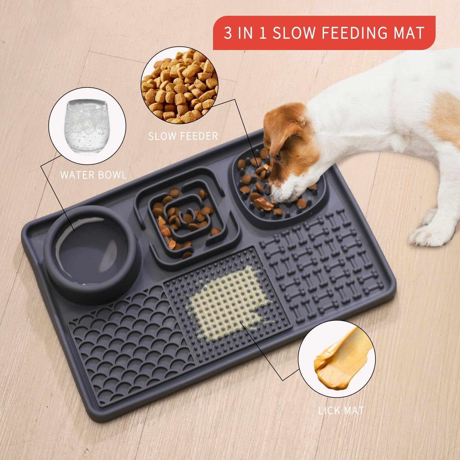 New Cat Slow Feeder, Dog Anxiety Relief Lick Mats with Suction Cups, Non-Slip Silicone Dog Enrichment Treat Mat, Easy to Clean C