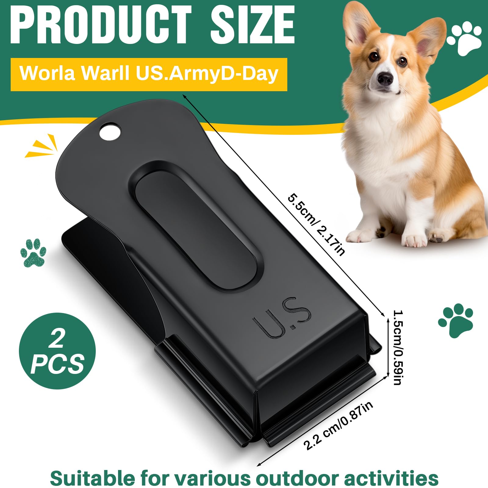 VercanMonth Brass Pet Training Clicker - 2 Pieces Metal Dog Clicker for Puppies & Cats - Black, Model YUM-VercanMonth-0527