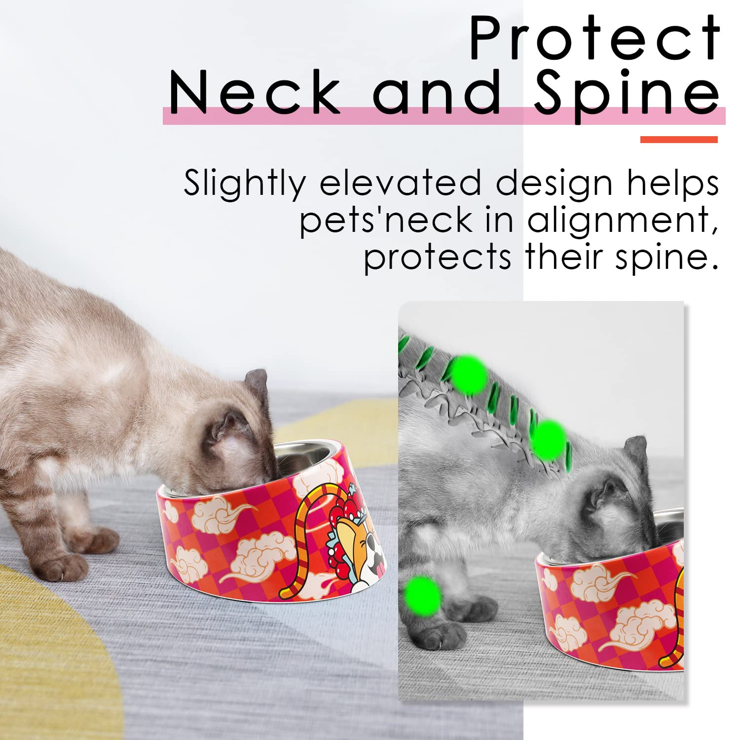 Super Design Mess Free 15 Slanted Bowl for Dogs and Cats, Tilted Angle Bulldog Bowl Pet Feeder, Non-Skid & Non-Spill, Easier to