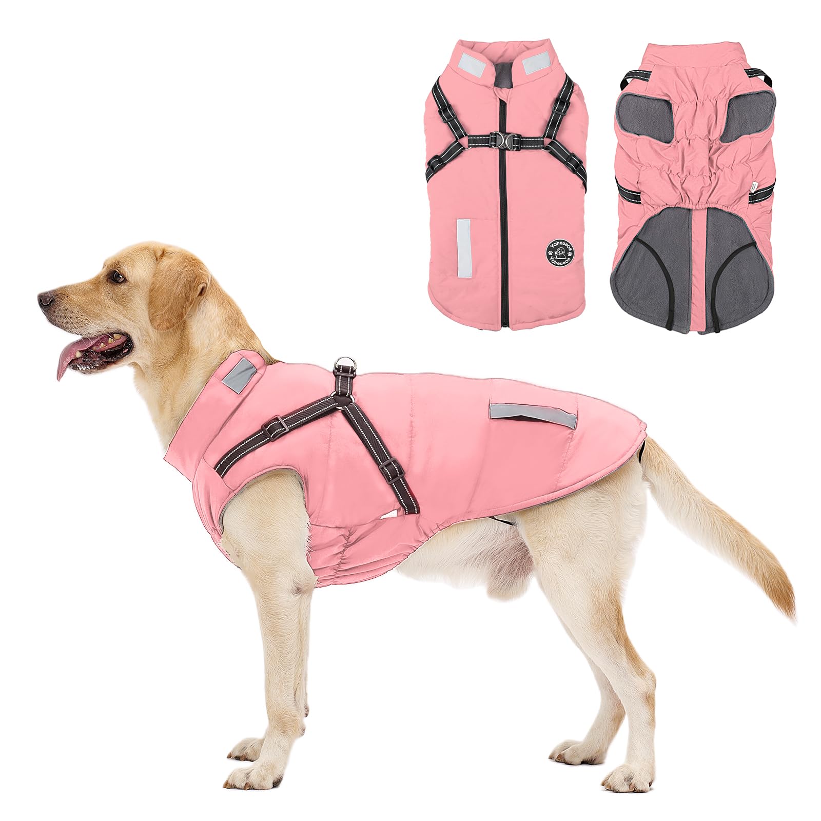 Dog Coat: Warm Winter Jacket With Built-In Harness - Fleece, Waterproof Vest With Reflective Stripes For Small Medium Large Dogs
