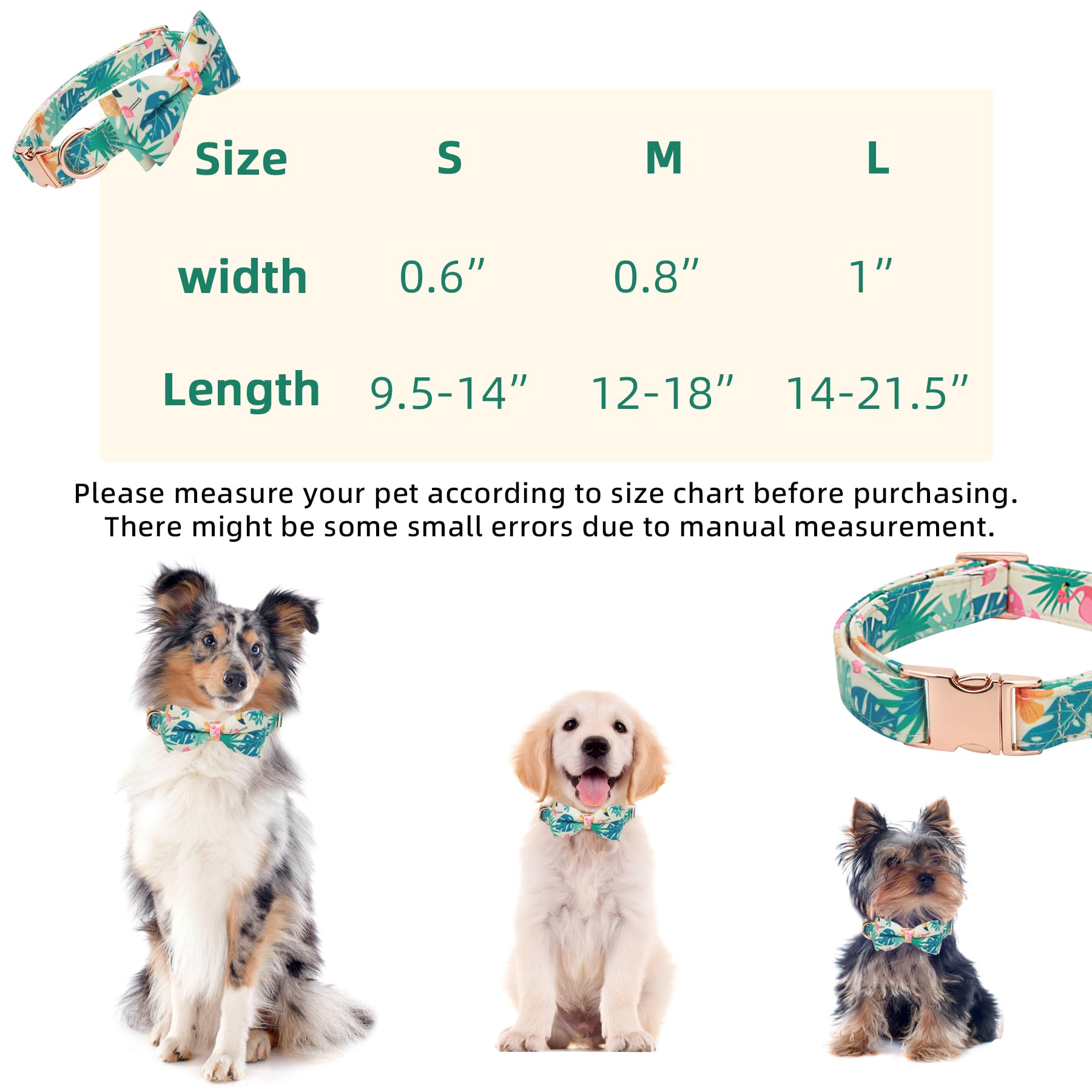 Thankspaw Adjustable Bow Tie Dog Collar Printed Cute Patterns Spring Summer Soft Pet Collars For Small Medium Large Dogs