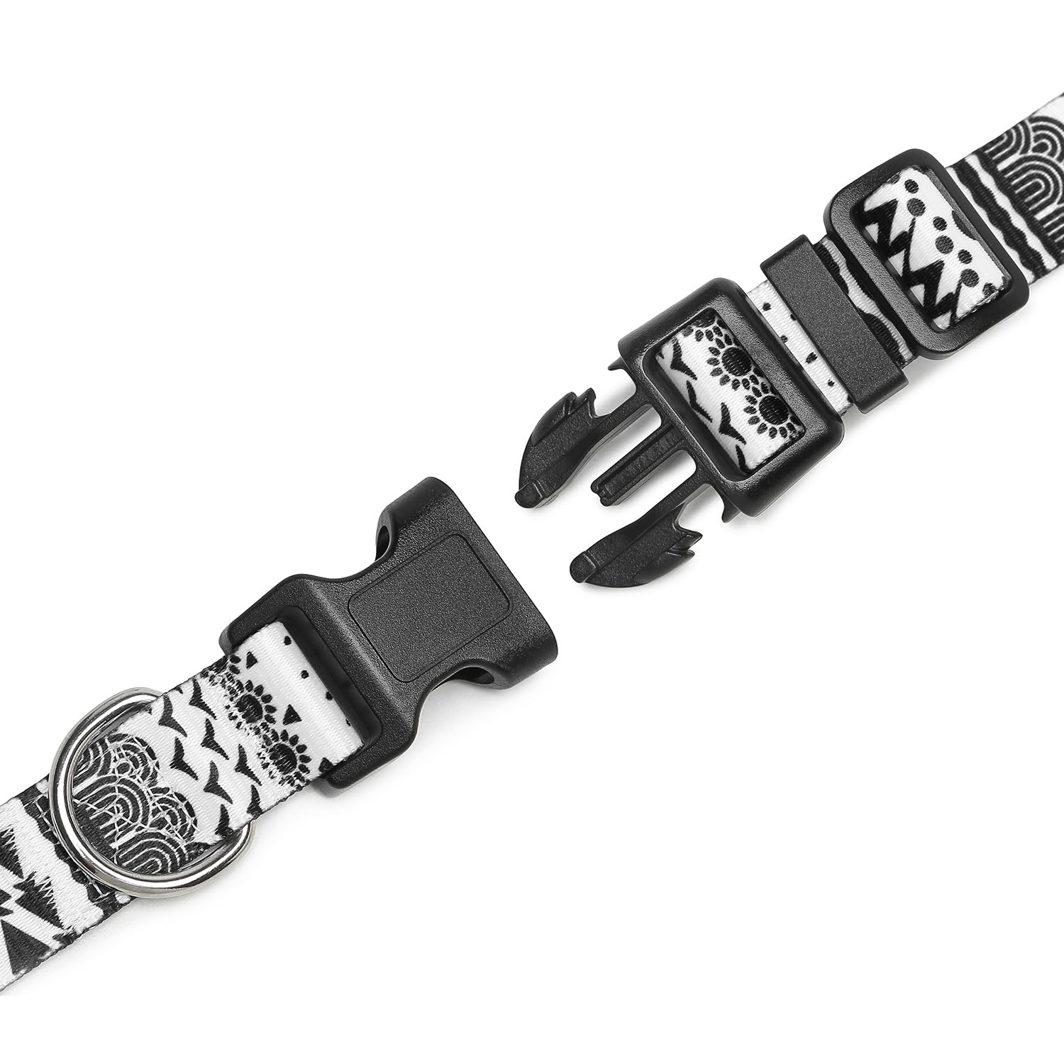 Mercano Adjustable Dog Collar - Special Design Patterns, Soft Nylon Comfortable Durable Pet Collar For Small Medium Large Dogs (S, Black White B)