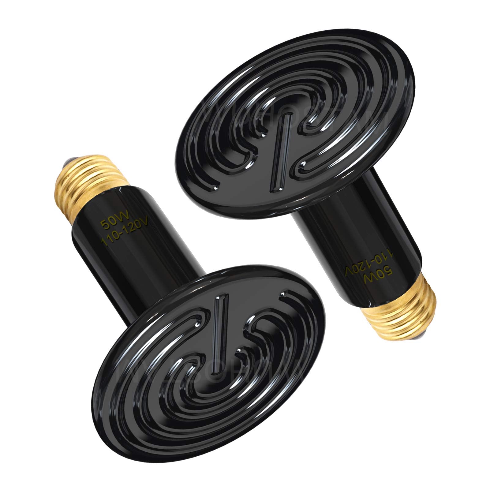Wuhostam 50W 2 Pack Ceramic Heat Lamp,Black Infrared Bulb Emitter Lamp For Pet Coop Heater Reptile Chicken Lizard Turtle Brooder Bulb Temperature Adjustable No Harm No Light Etl Listed