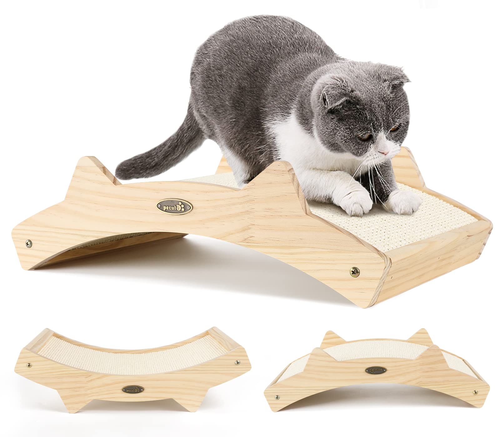 Cat Scratchers for Indoor Cats, Double-Sided Cat Scratcher with Natural Sisal, Scratch Pad for Scratcher Lounge, Durable Solid W