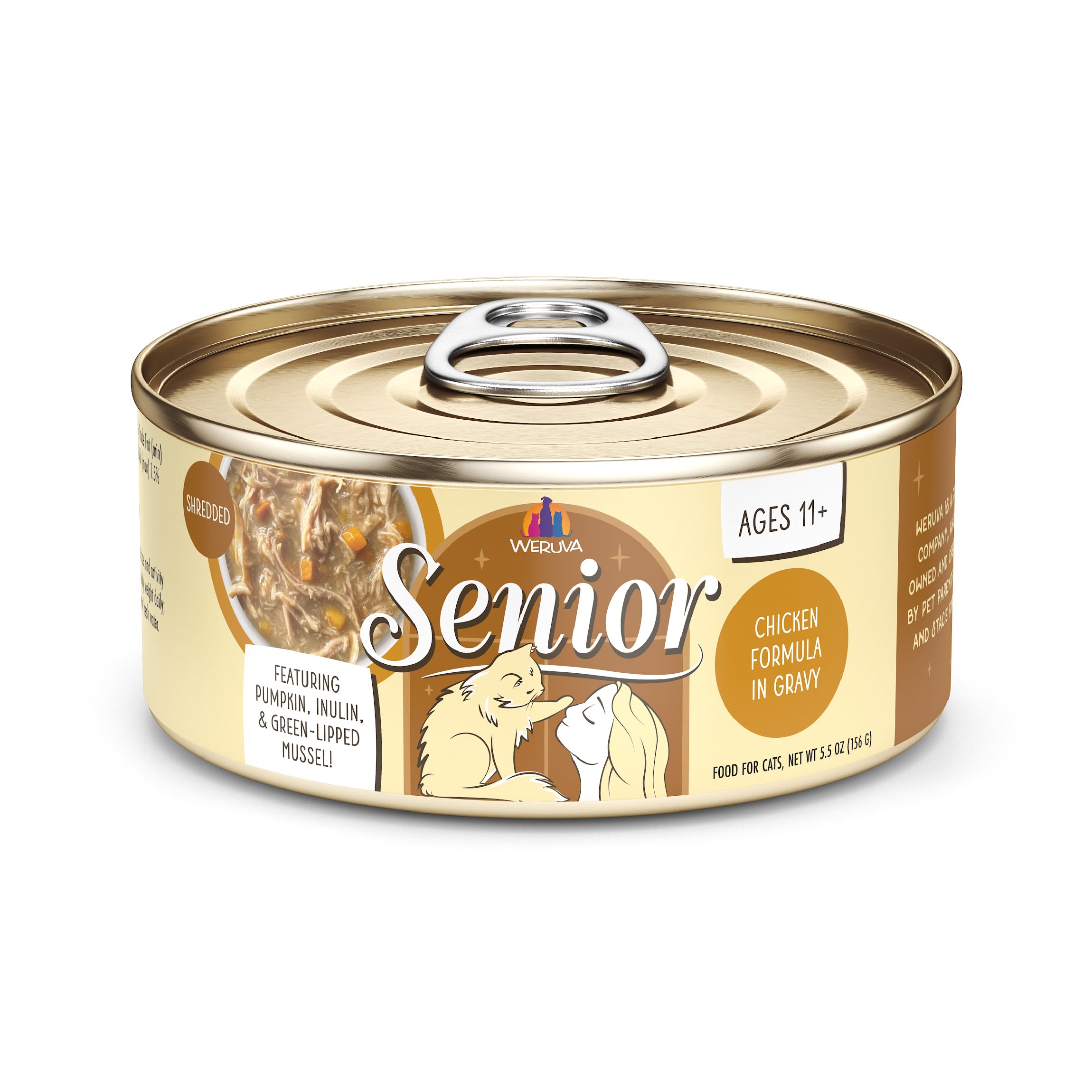 Weruva Senior Cat Food, Chicken in Gravy, 5.5oz Can, Pack of 8