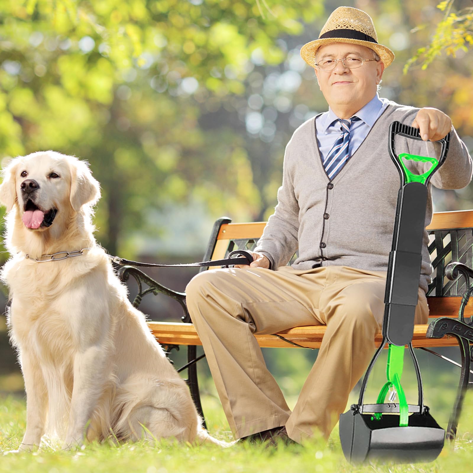 ienjoyed 2-Pack Pooper Scooper for Large Small Dogs Heavy Duty, 28 Long Handle Poop Scoop for Yard, Grass, Gravel, Dog Poop Grab