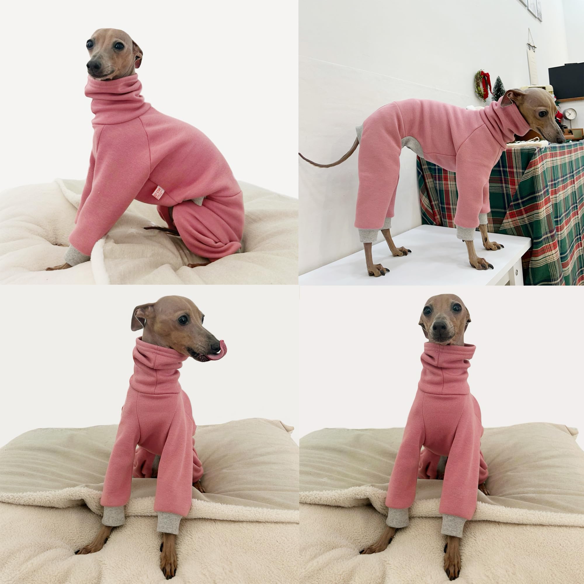 D Doggy Star Italian Greyhound Clothes Strechy Fleeced Lining Simple Onesie Whippet For Dog Coat (Xl,Simple Pink)