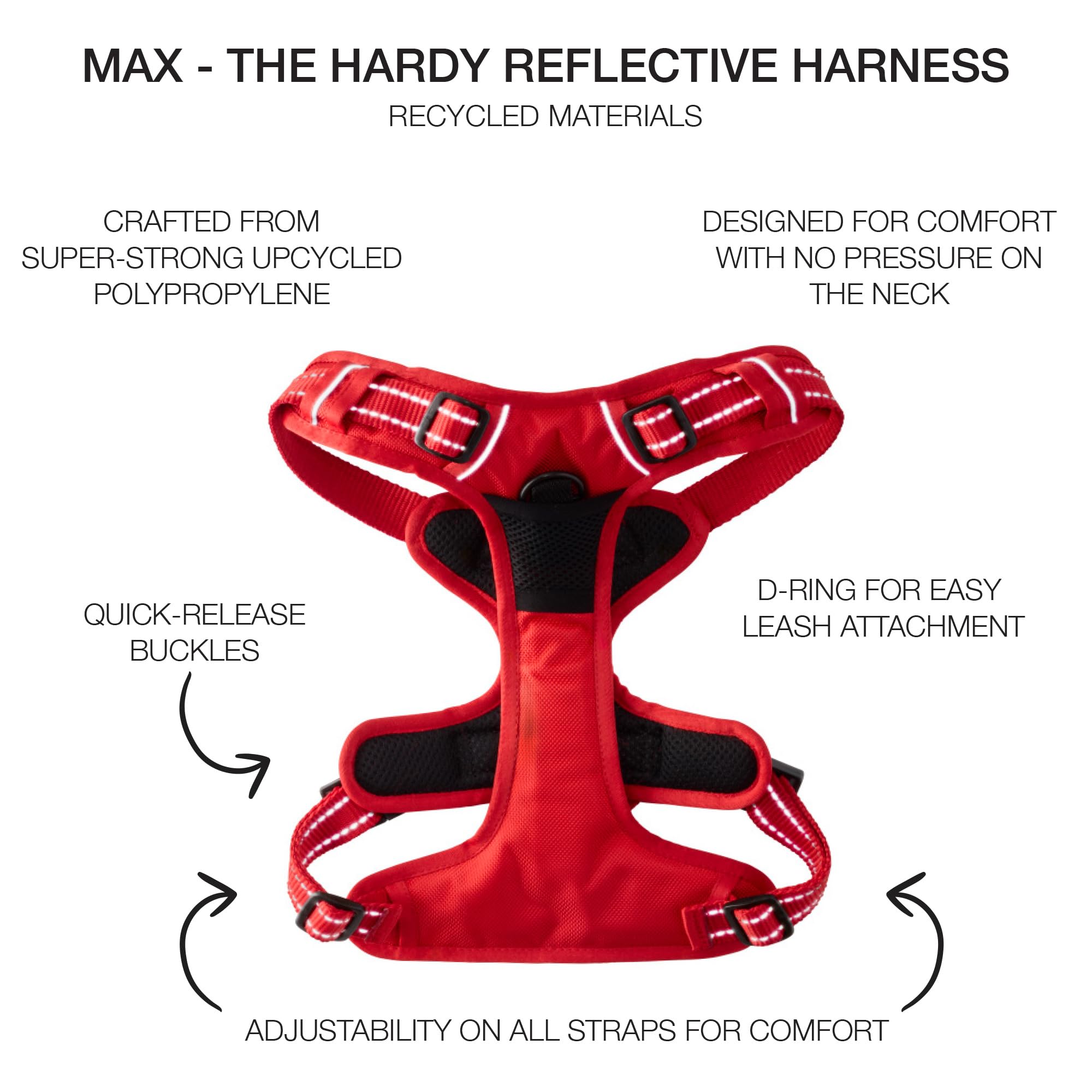 Pet Passion MAX - The Hardy Reflective Harness, RED, X-Large