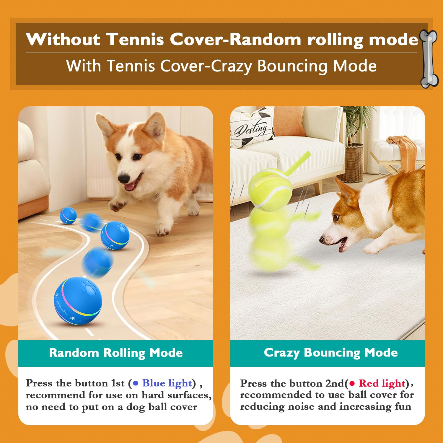 Petdroid Interactive Dog Toys Dog Ball,[2025 Newly Upgraded] Durable Motion Activated Automatic Rolling Ball Toys For/Small/Medi
