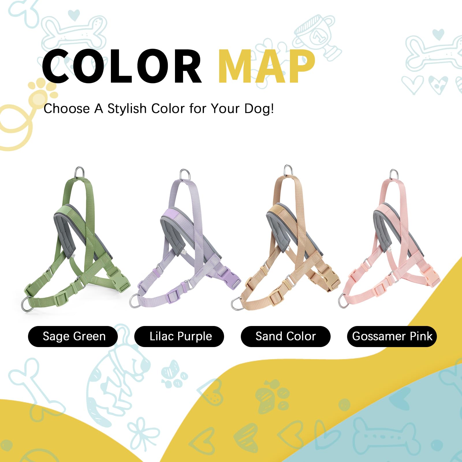 Wisedog No Pull Dog Harness - Adjustable Webbing Dog Halter Harness With Reflective Soft Padded For Large Dogs(Gossamer Pink, Xs