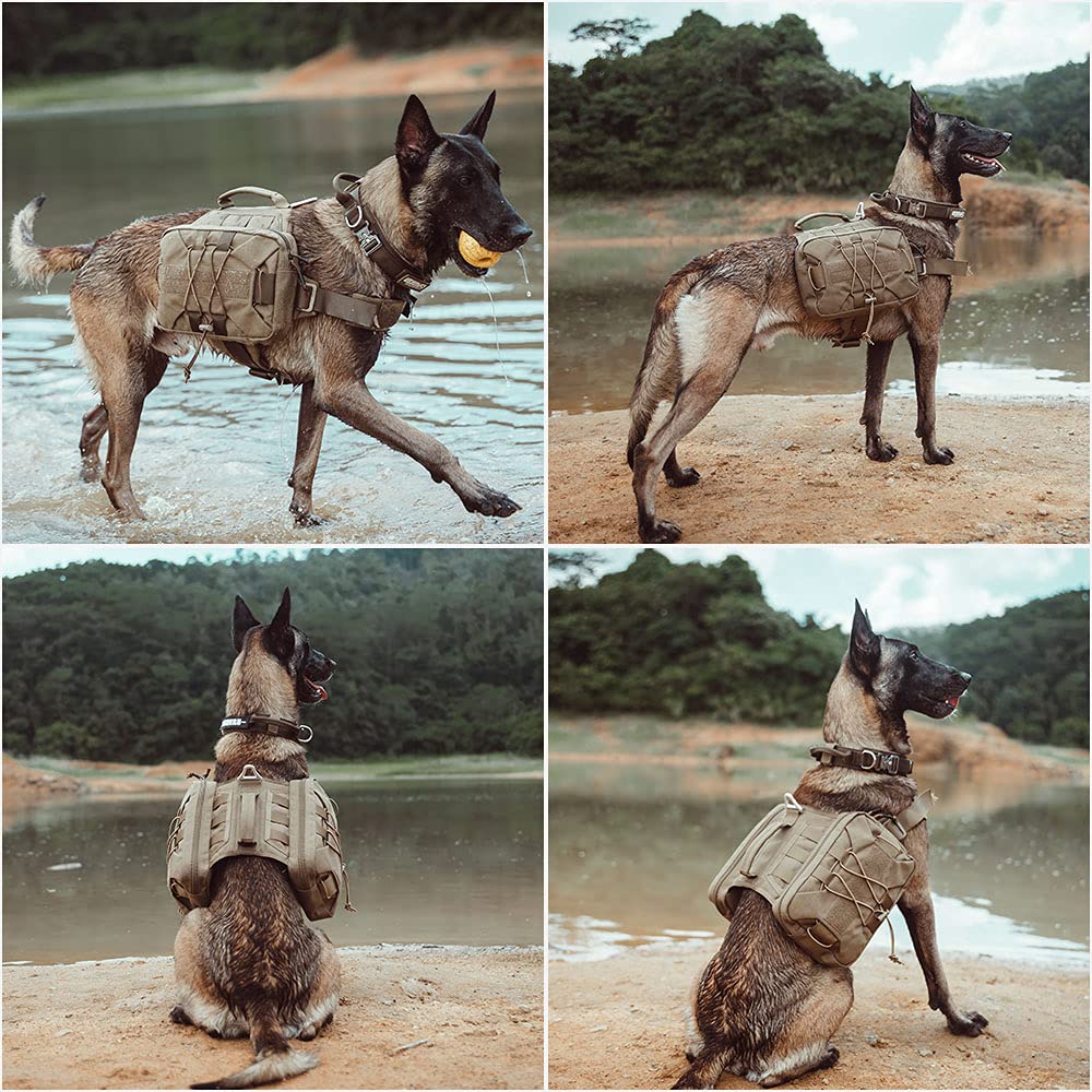 Excellent Elite Spanker Dog Pack Hound Dog Saddle Bag Backpack For Travel Camping Hiking Medium & Large Dog With 2 Capacious Side Pockets(Rgn)