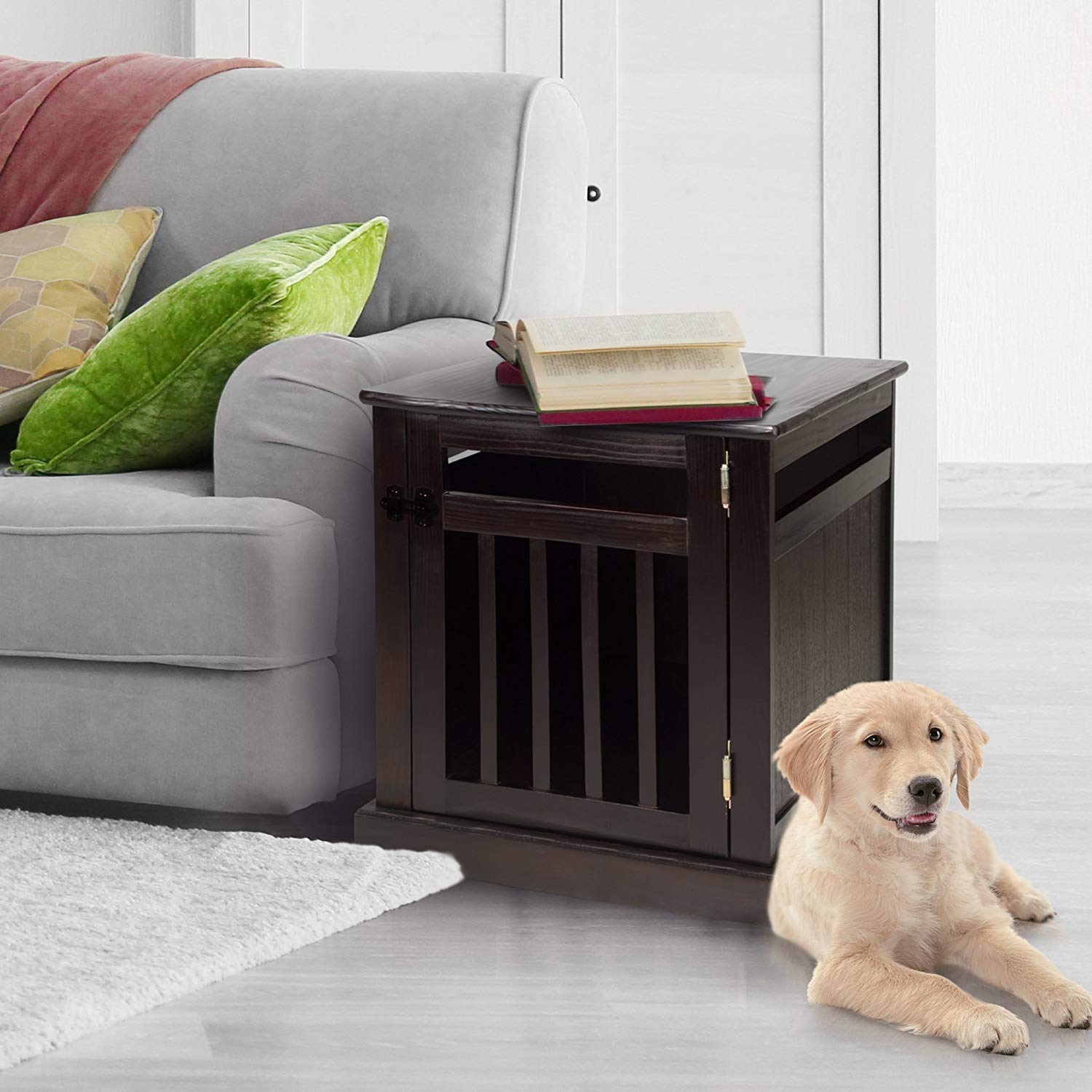 Casual Home Wooden Small Pet Crate, End Table, Espresso,19.5'W X 22.5'D X 22.5'H
