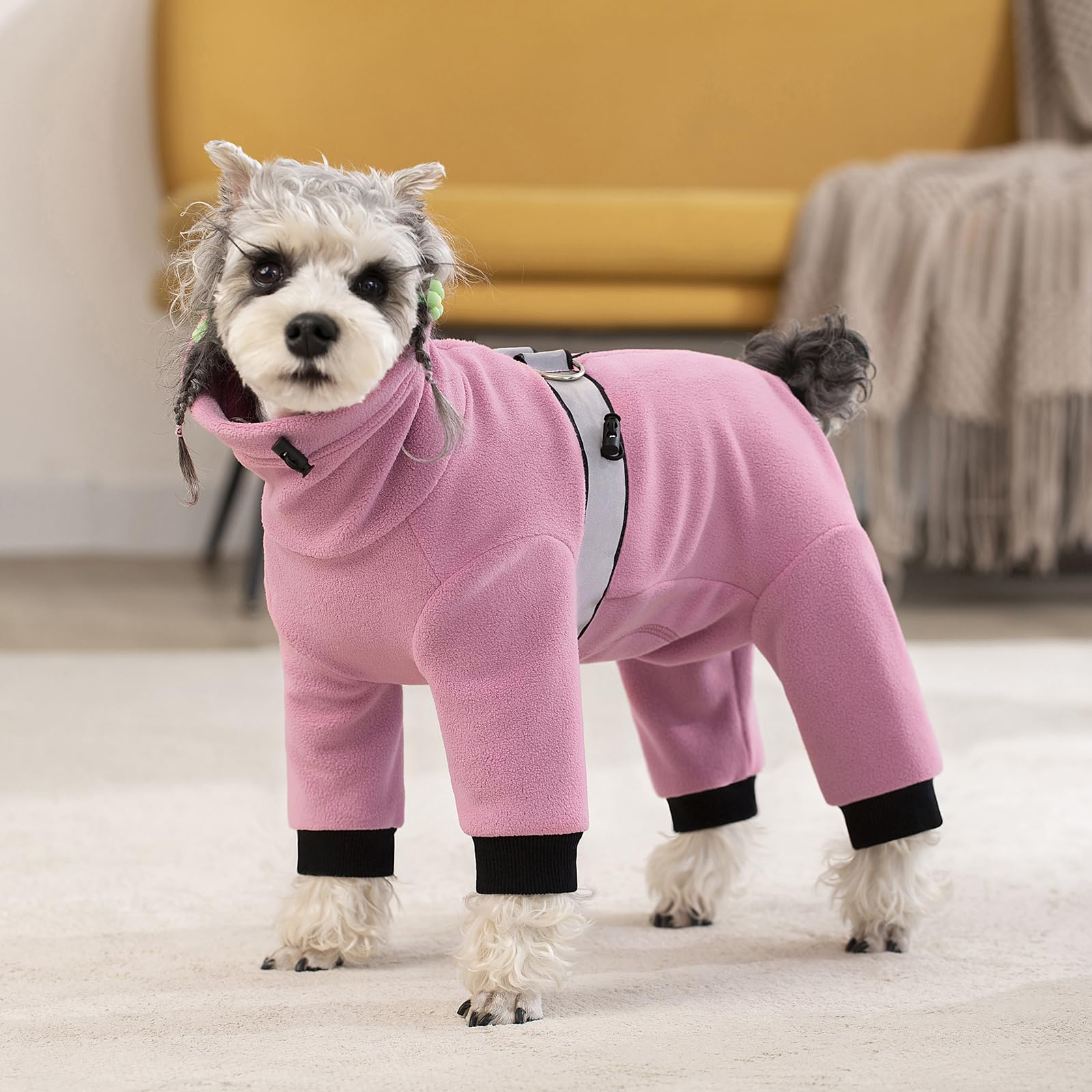 Polar Fleece Dog Pajamas Bodysuit - Small To Medium Dogs, Winter Jacket & Sweater For Small Dogs, Four-Legged Warm Clothes