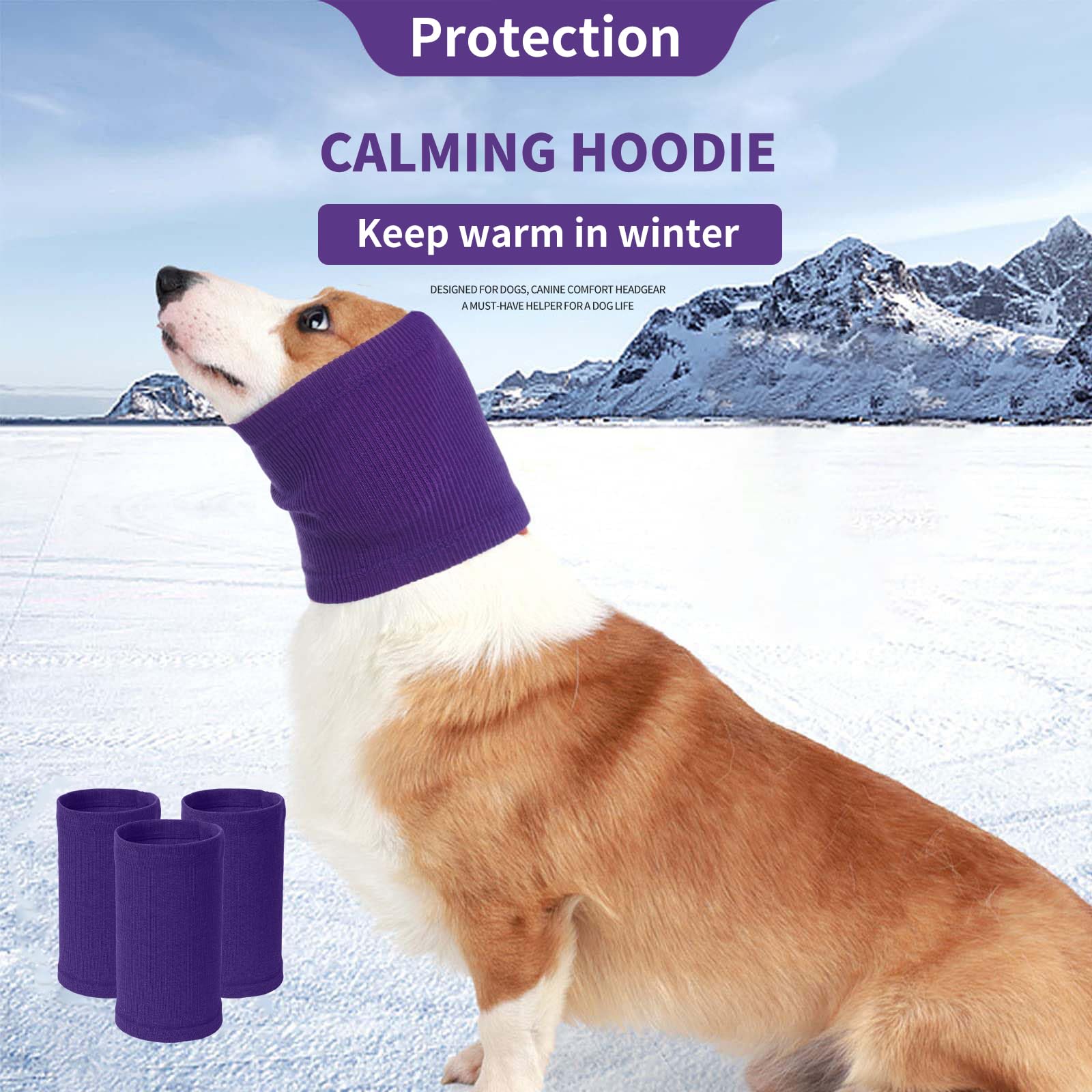 Nanaki Dog Hood Calming Ear Wrap - Quiet Headband Head Cover Snood Fireworks Muffs - Grooming And Force Drying Pet Ear Protector