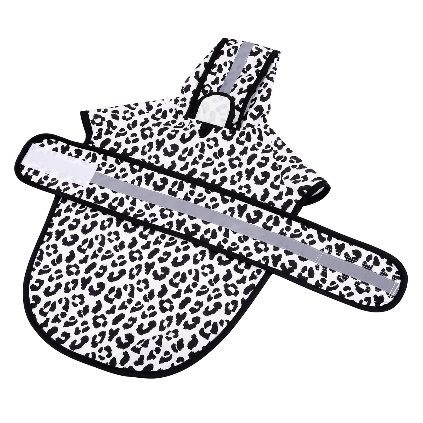 Hde Dog Raincoat Hooded Slicker Poncho For Small To X-Large Dogs And Puppies Snow Leopard - L