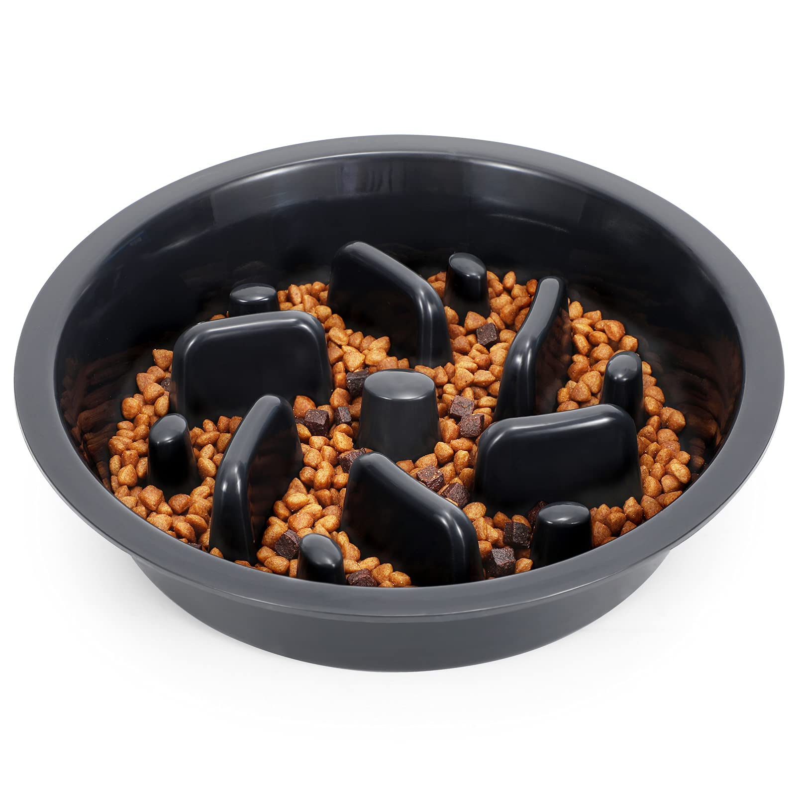 JASGOOD Dog Slow Feeder Bowl  Reduce Slip Puzzle Bowl for Elevated Pet Feeders  Interactive Bloat Stop Dog Dishes  Dark Gray,